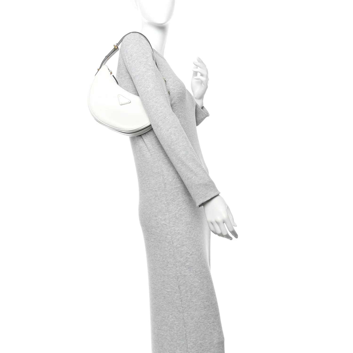 Soft Calfskin Small Arque Shoulder Bag White - Image 2