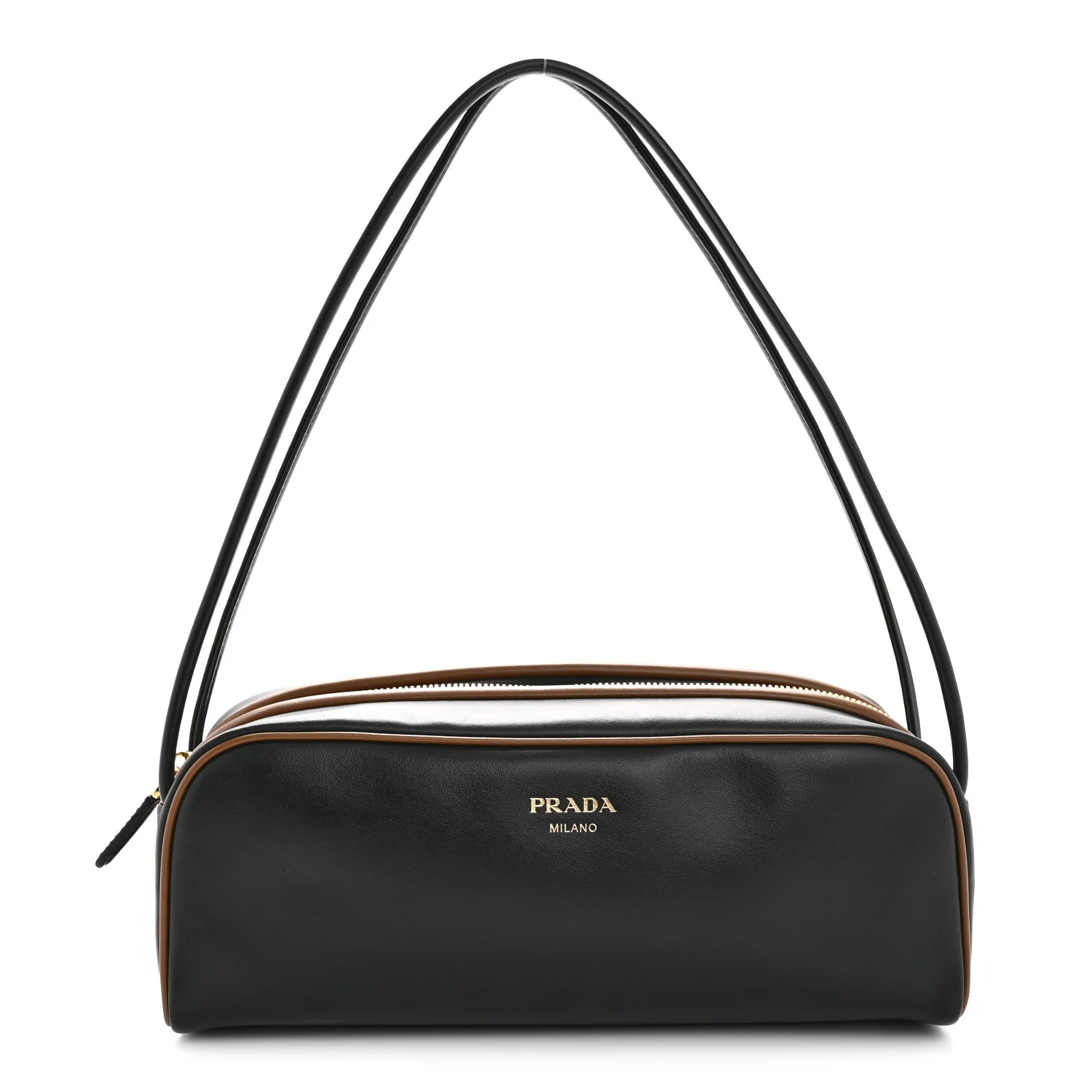 Soft Calfskin Swing Shoulder Bag Black Hazelnut