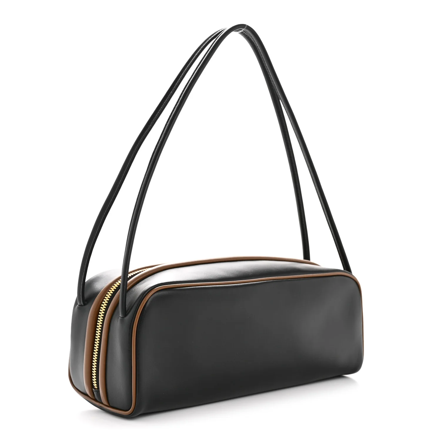 Soft Calfskin Swing Shoulder Bag Black Hazelnut - Image 3