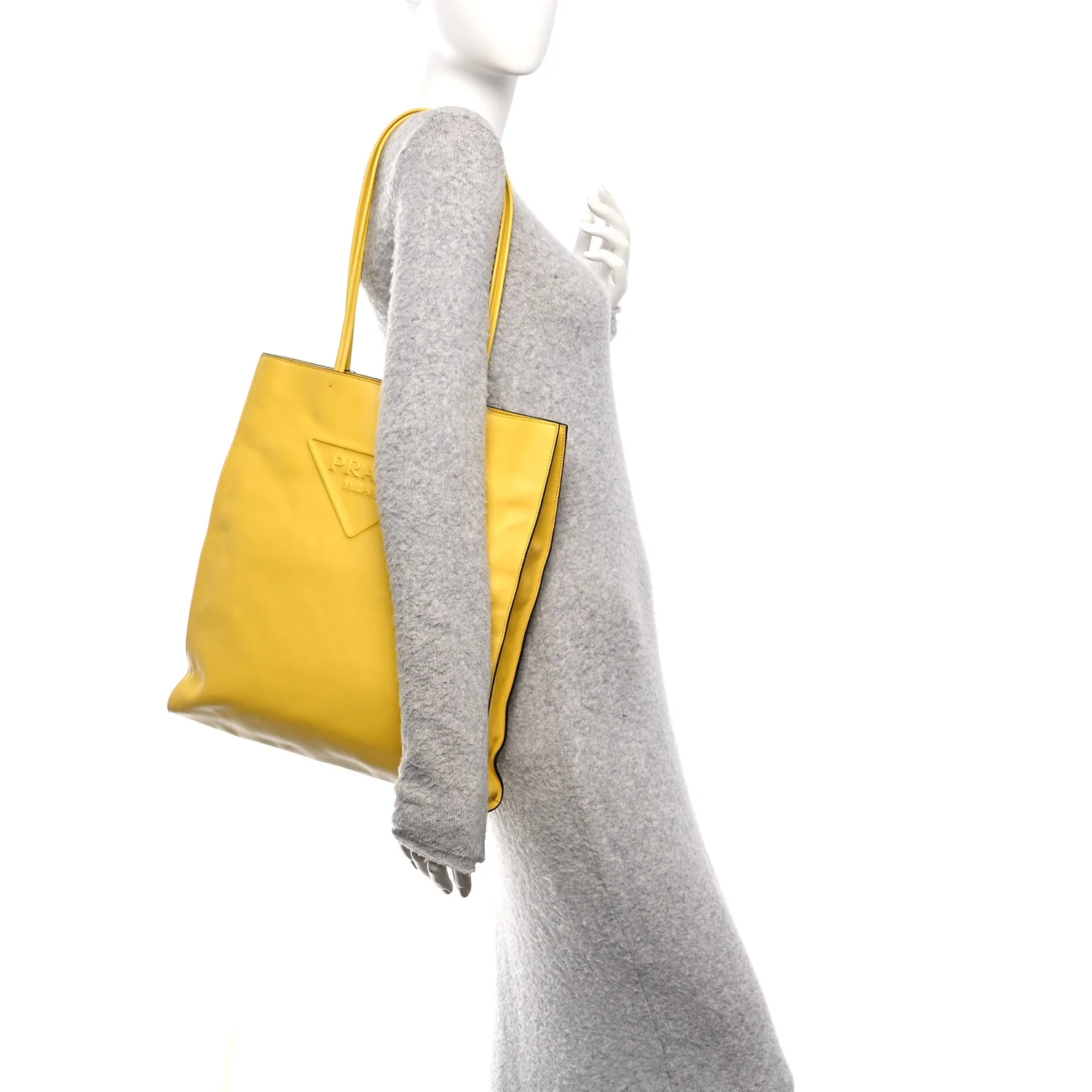 Soft Calfskin Triangle Logo Embossed Tote Sole - Image 2