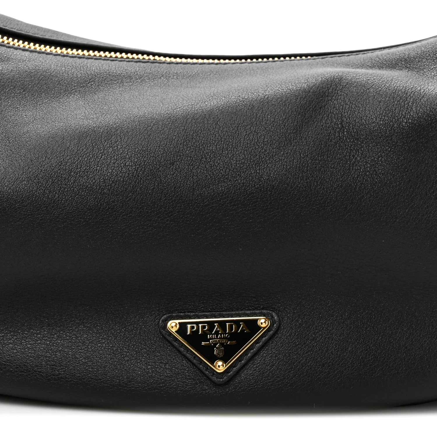 Soft Grain Calfskin Large Demi-Lune Shoulder Bag Black - Image 8