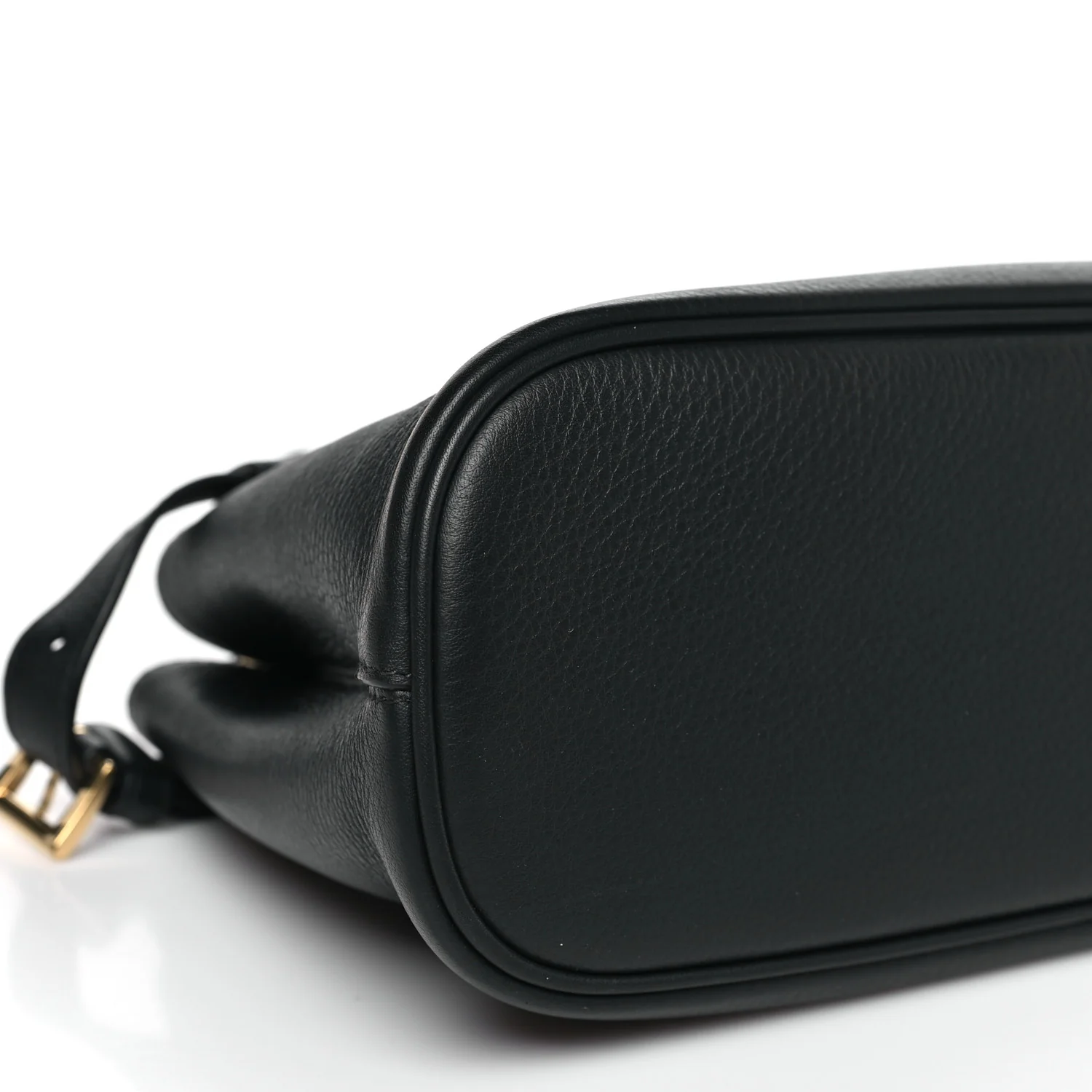 Soft Grain Calfskin Small Double Belt Tote Black - Image 8