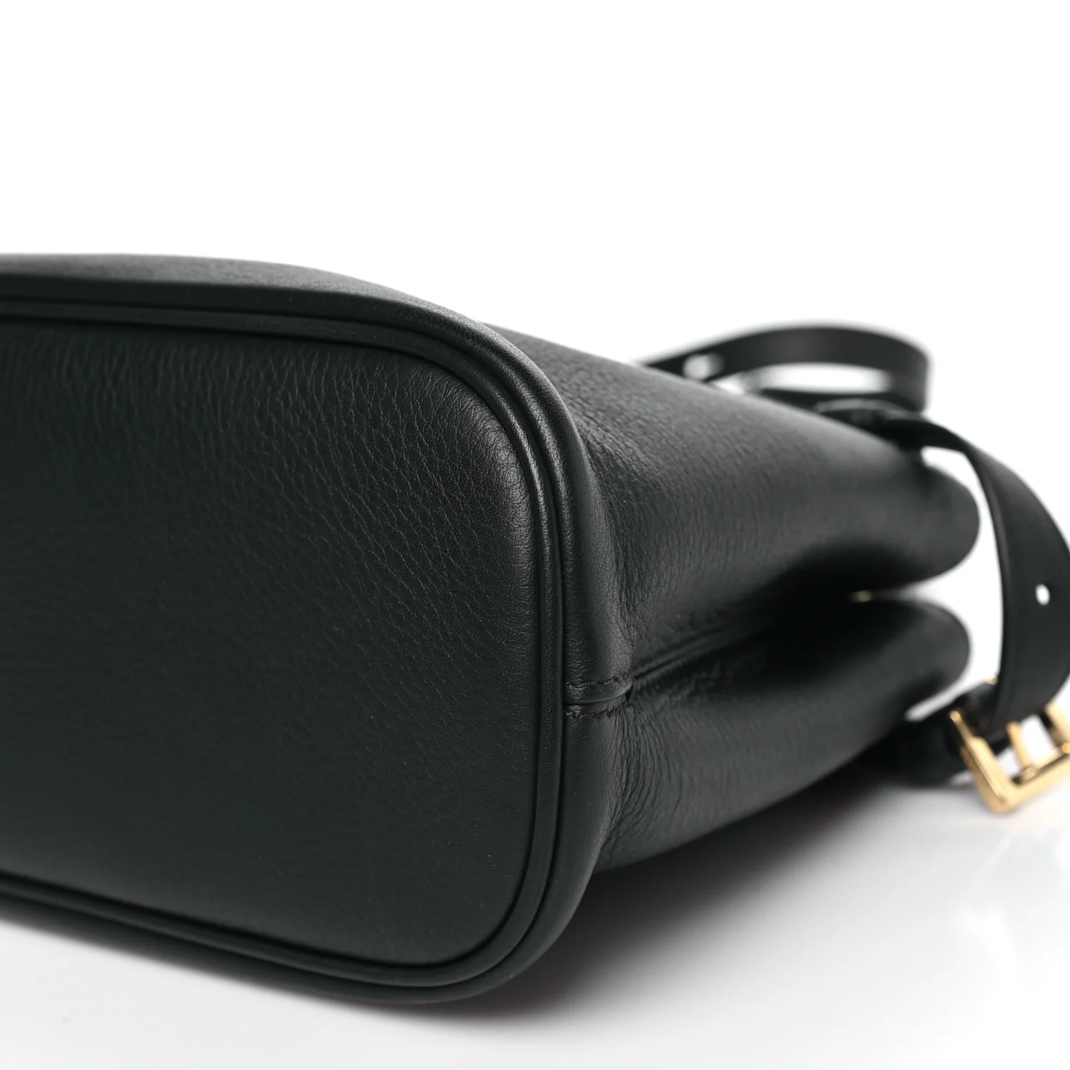 Soft Grain Calfskin Small Double Belt Tote Black - Image 9