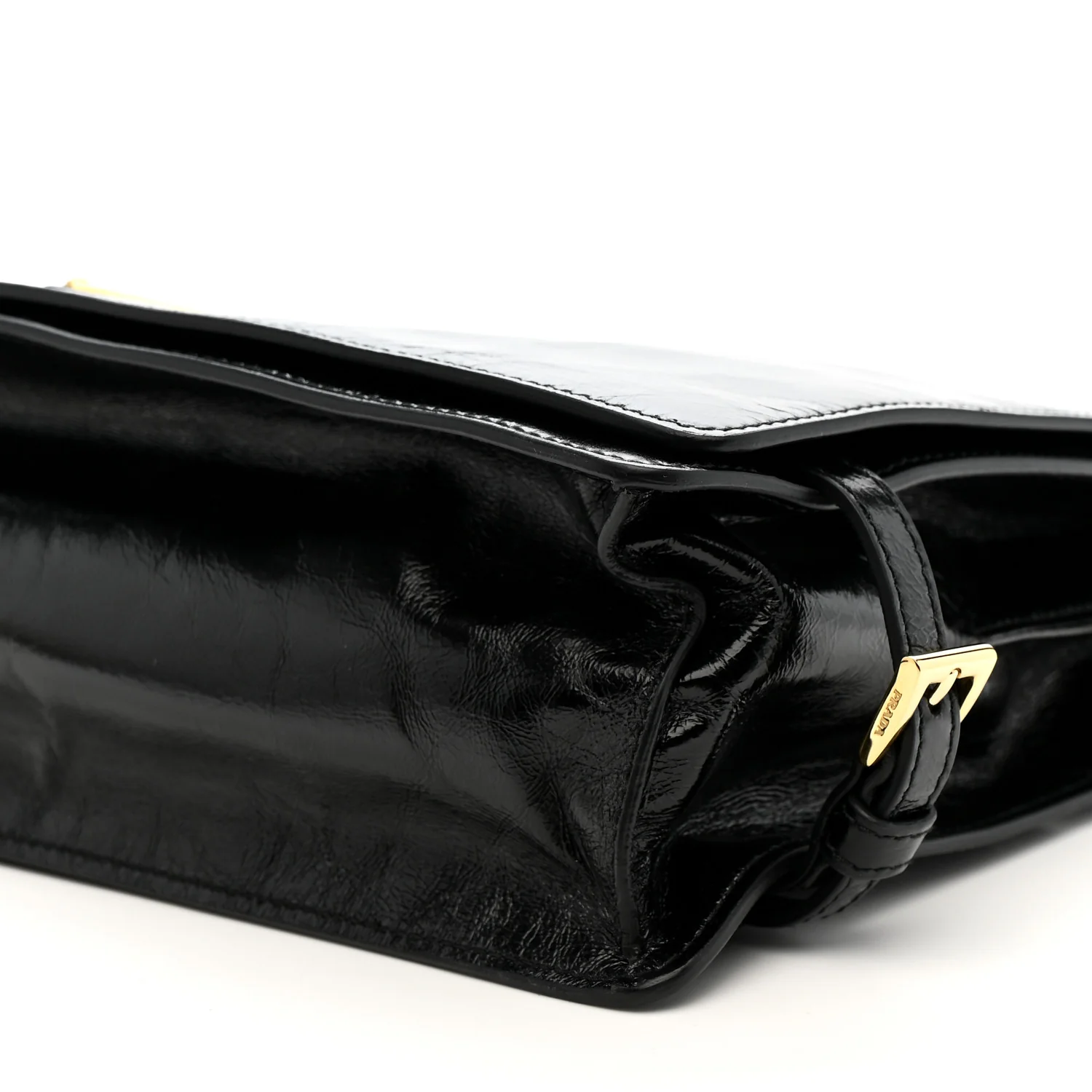 Soft Lux Calfskin Triangle Medium Shoulder Bag Black - Image 10
