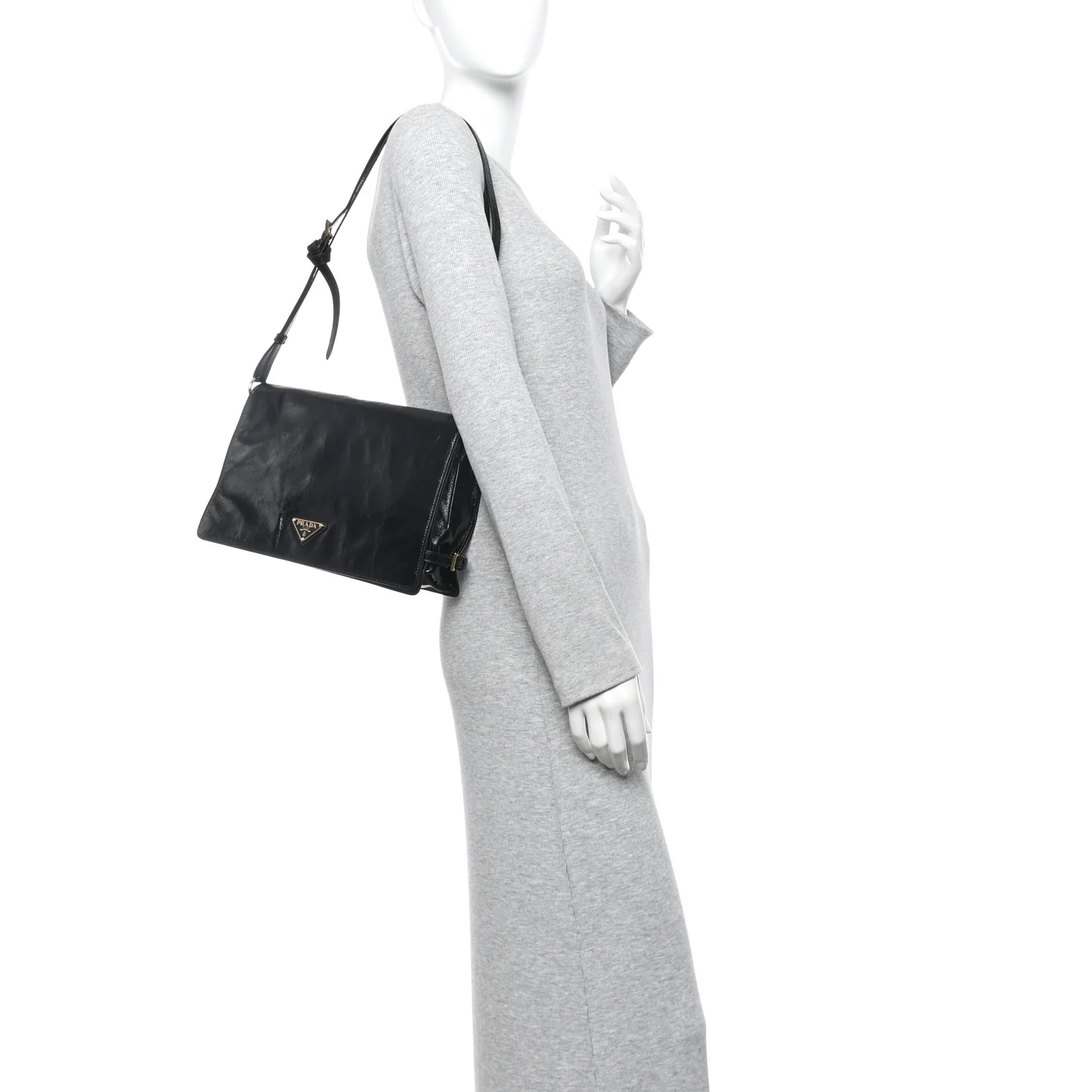 Soft Lux Calfskin Triangle Medium Shoulder Bag Black - Image 2