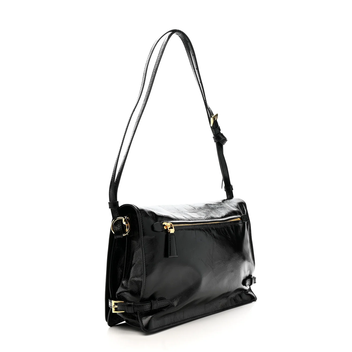 Soft Lux Calfskin Triangle Medium Shoulder Bag Black - Image 3