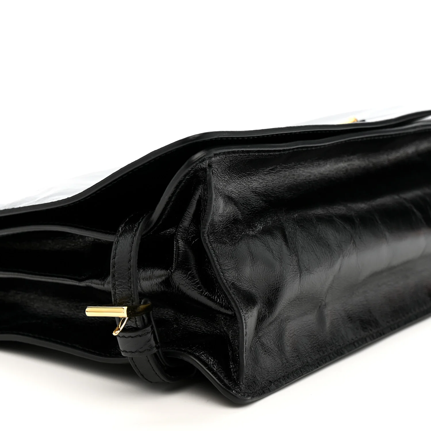 Soft Lux Calfskin Triangle Medium Shoulder Bag Black - Image 9