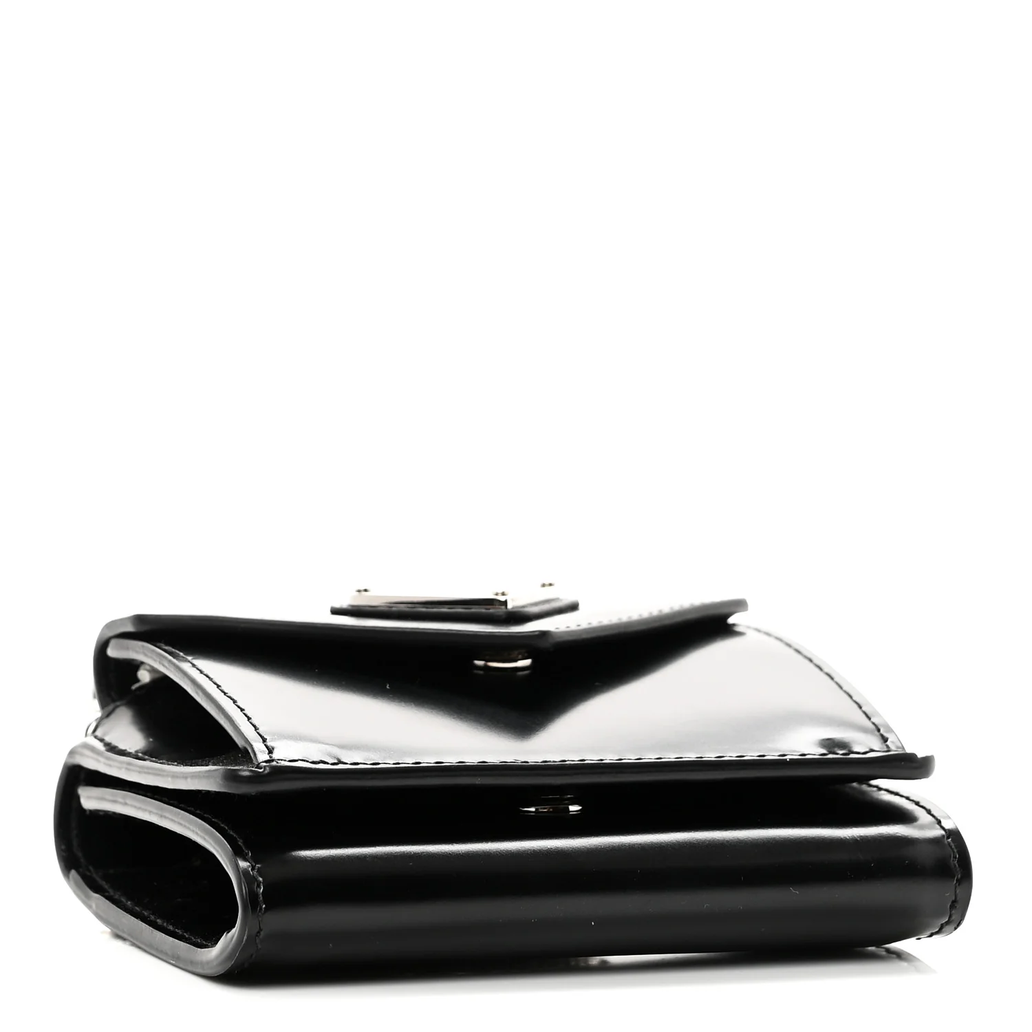 Spazzolato Chain Flap Card Holder Wallet Black - Image 4