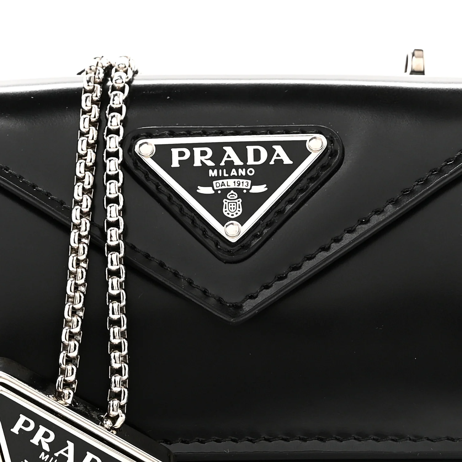 Spazzolato Chain Flap Card Holder Wallet Black - Image 7