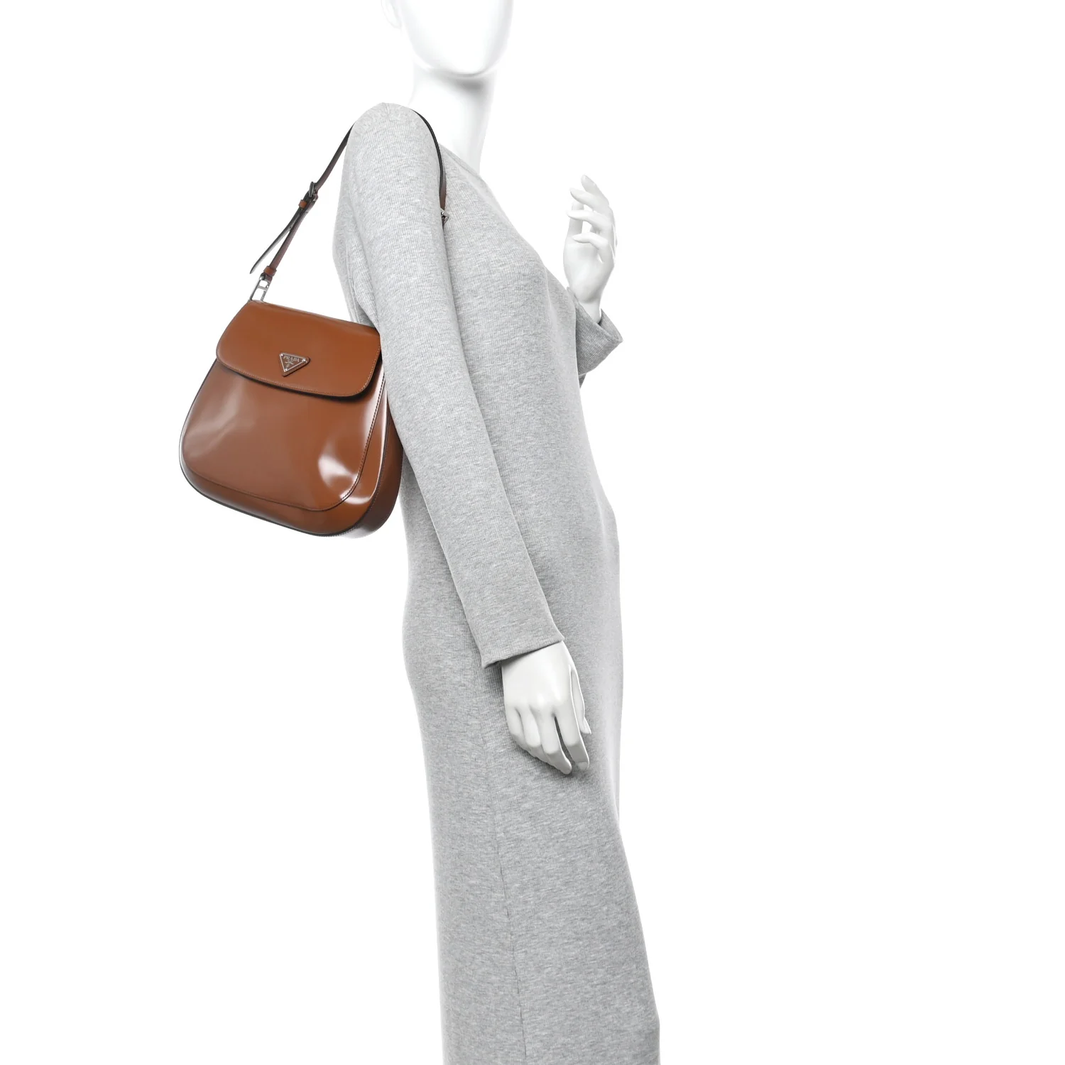 Spazzolato Cleo Flap Adjustable Strap Shoulder Bag Tobacco - Image 2