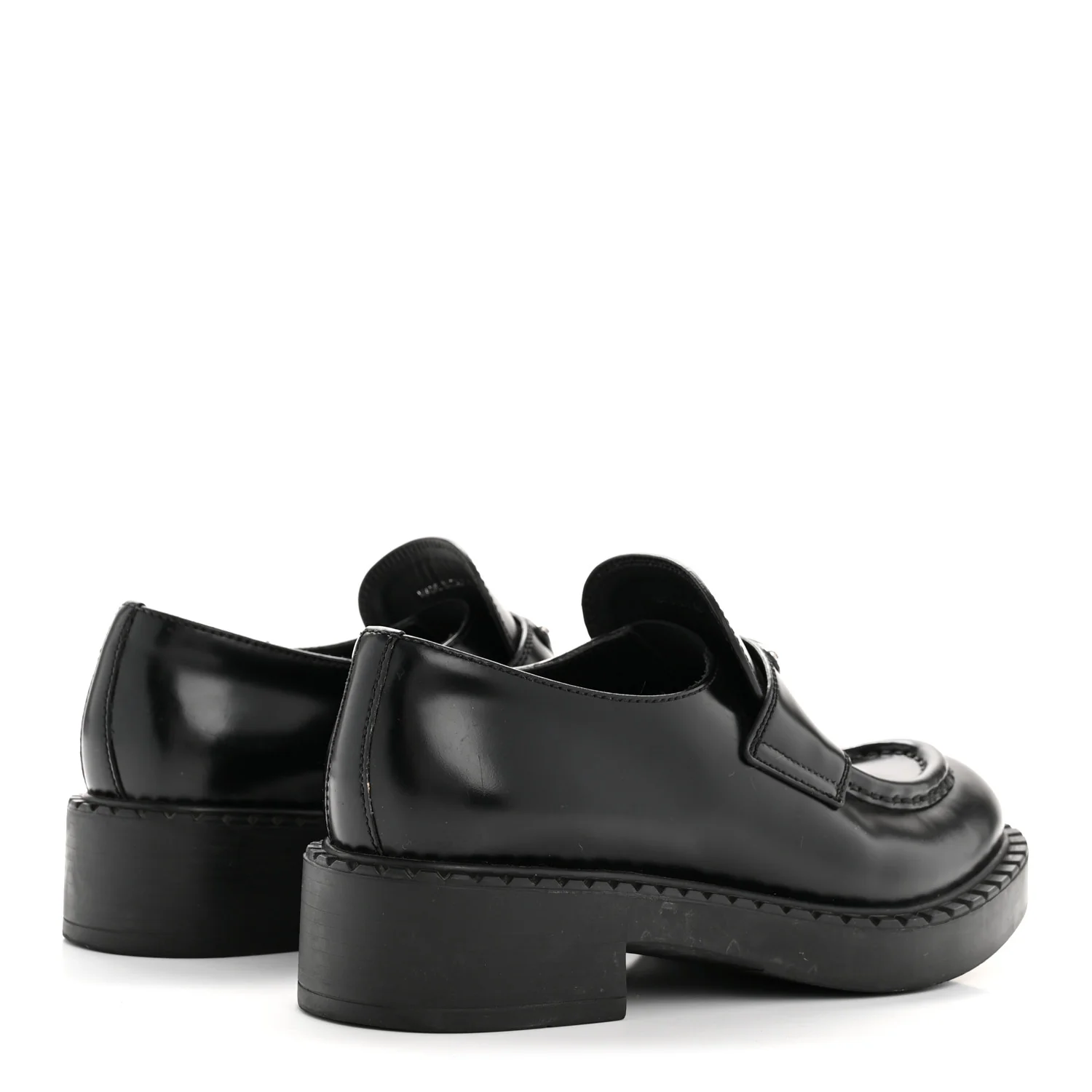 Spazzolato Metal Triangle Logo 50mm Loafers 36.5 Black - Image 14