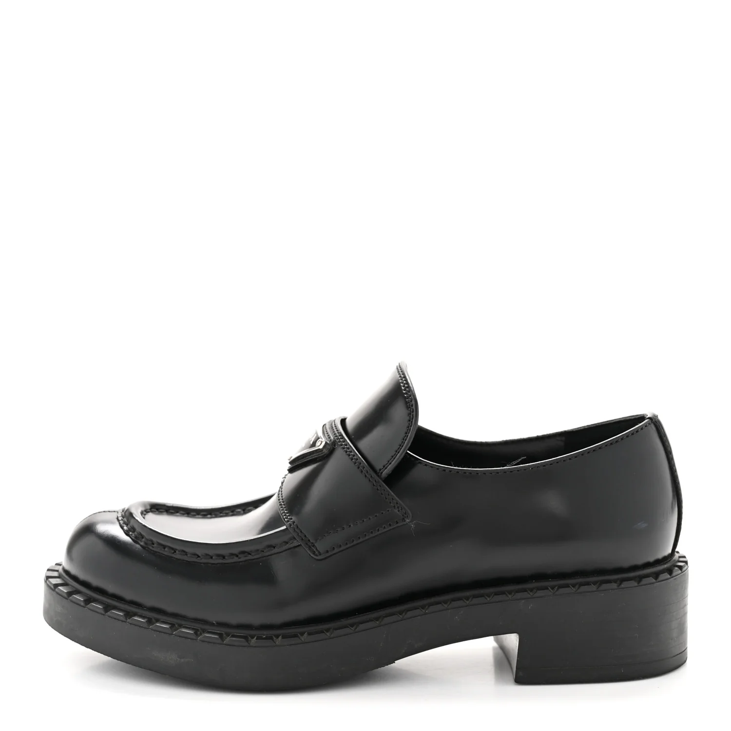 Spazzolato Metal Triangle Logo 50mm Loafers 36.5 Black - Image 2