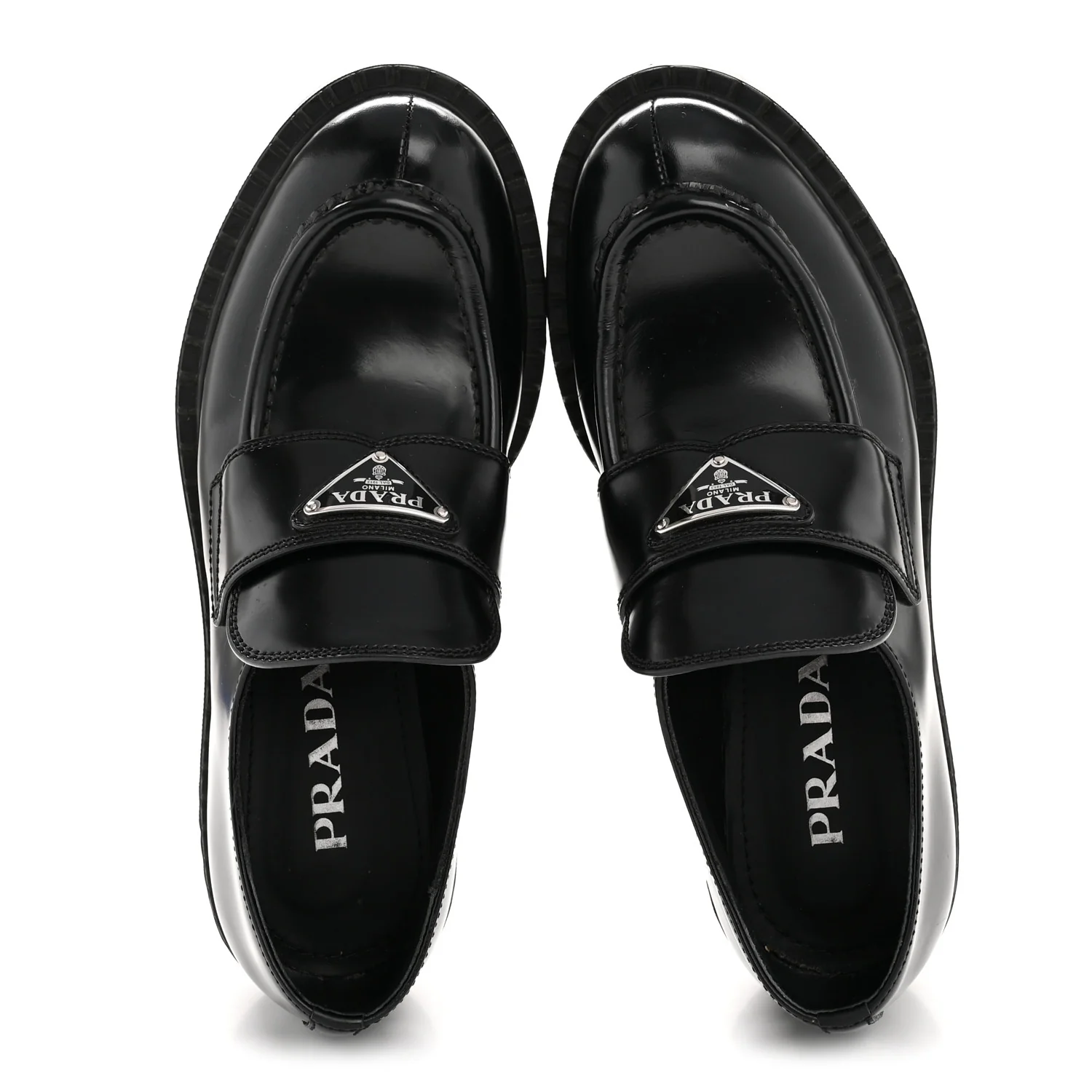 Spazzolato Metal Triangle Logo 50mm Loafers 36.5 Black - Image 5