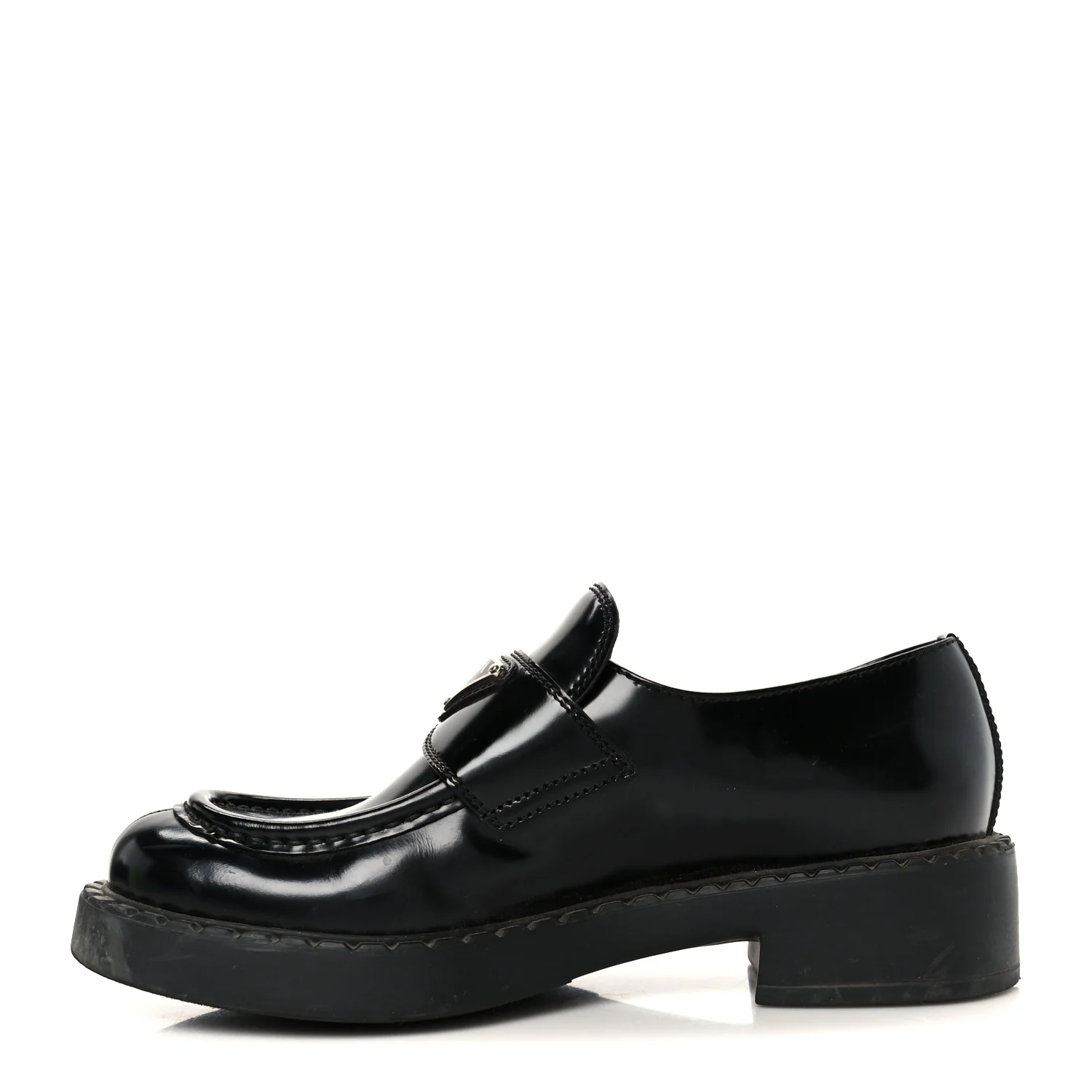Spazzolato Metal Triangle Logo 50mm Loafers 37 Black