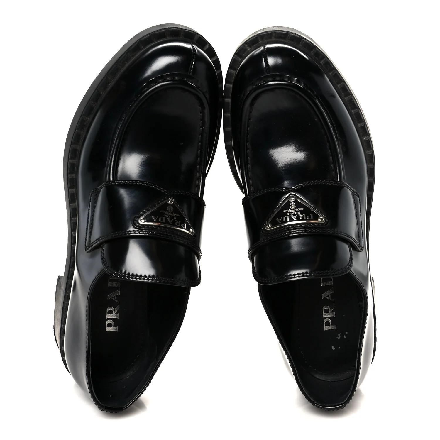 Spazzolato Metal Triangle Logo 50mm Loafers 37 Black - Image 2