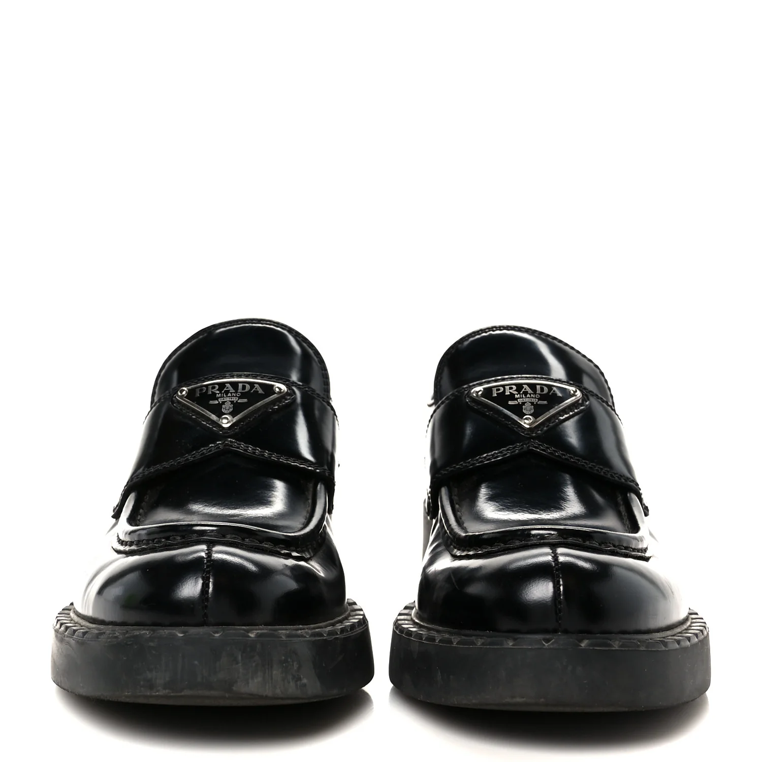 Spazzolato Metal Triangle Logo 50mm Loafers 37 Black - Image 3