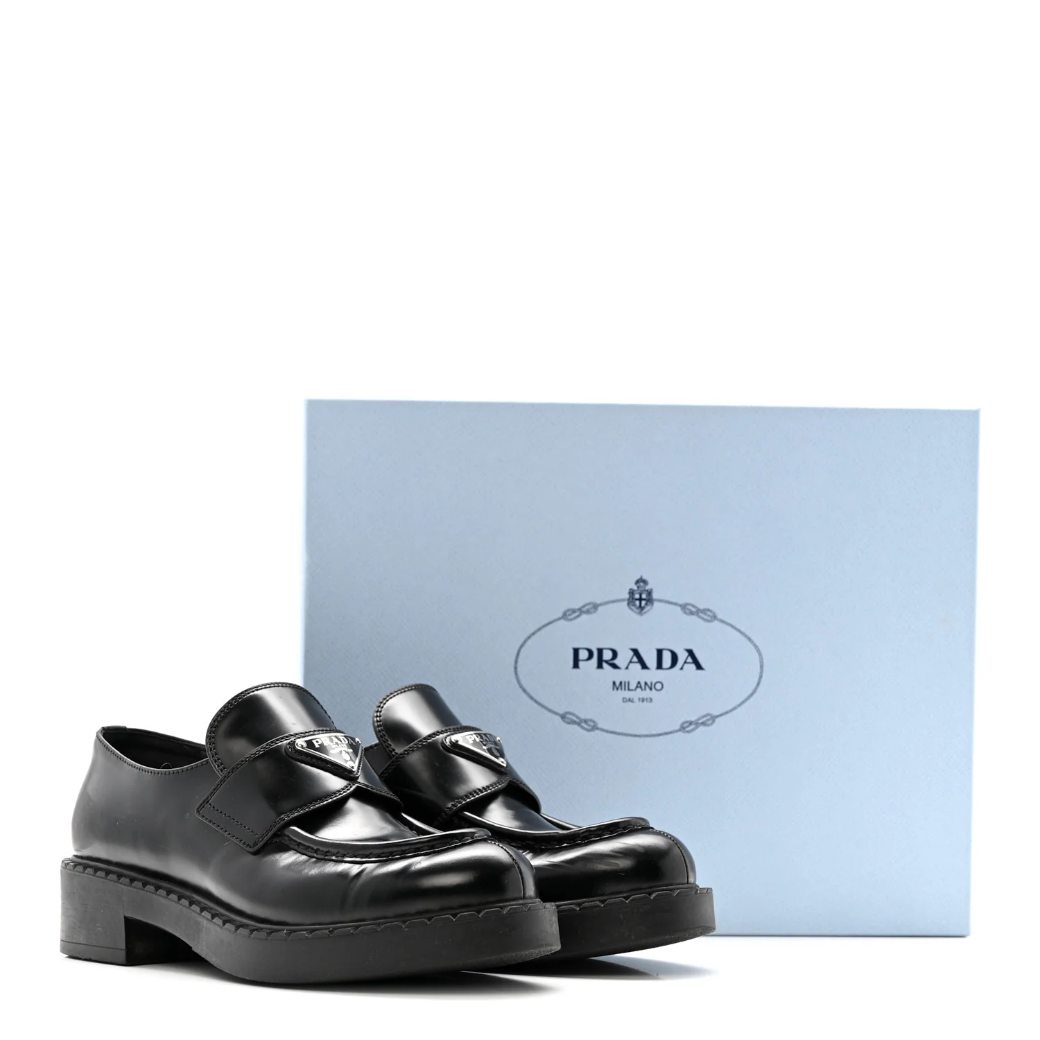 Spazzolato Metal Triangle Logo 50mm Loafers 37.5 Black - Image 13