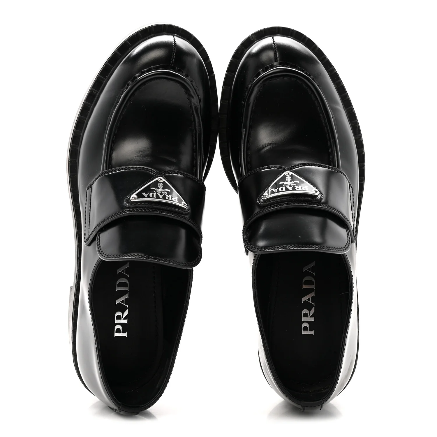 Spazzolato Metal Triangle Logo 50mm Loafers 37.5 Black - Image 2
