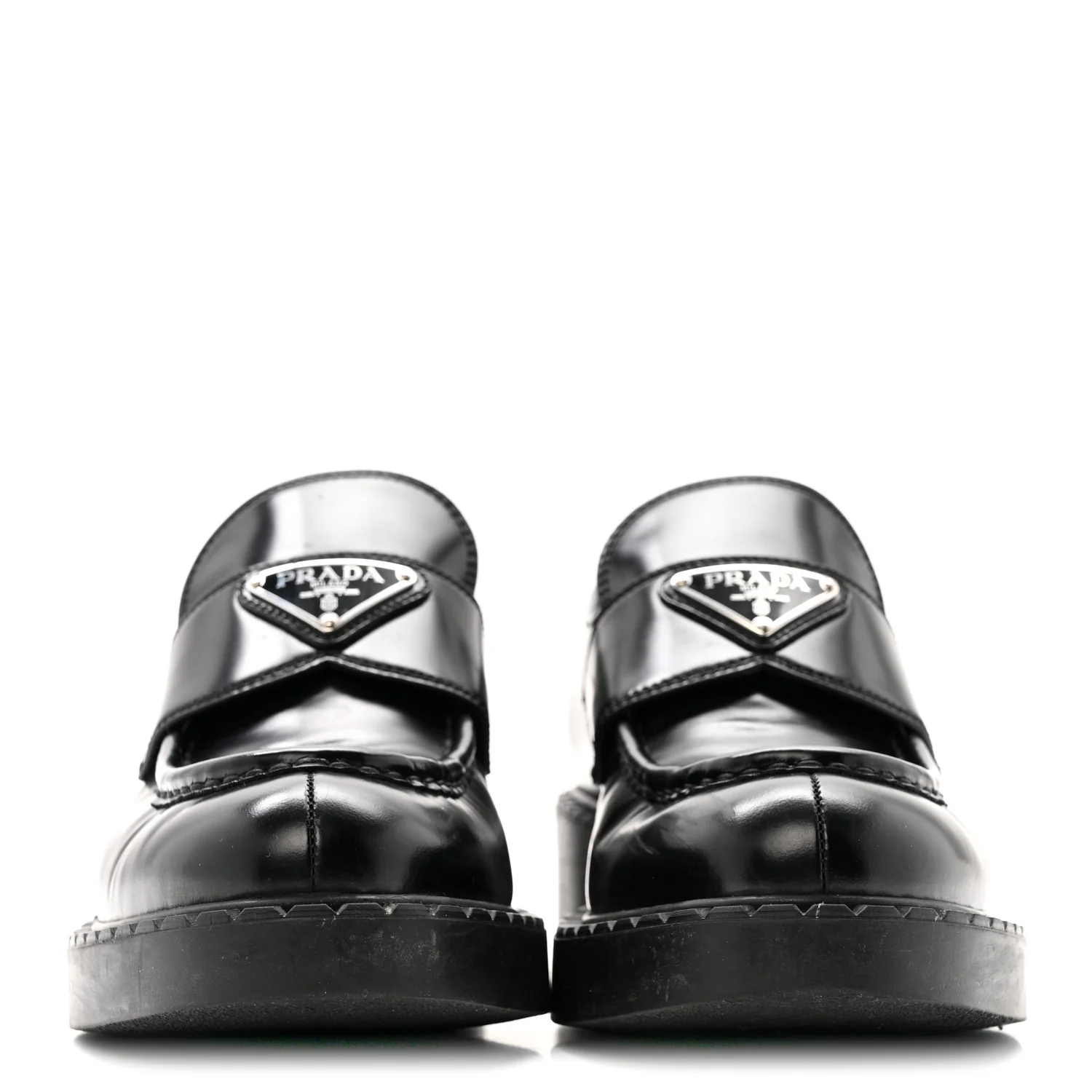 Spazzolato Metal Triangle Logo 50mm Loafers 37.5 Black - Image 3
