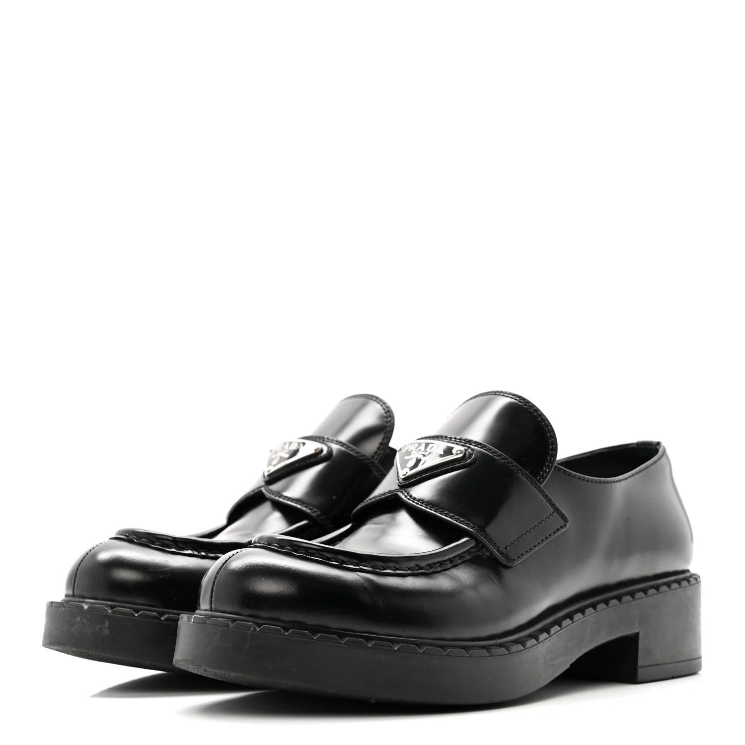 Spazzolato Metal Triangle Logo 50mm Loafers 37.5 Black - Image 4