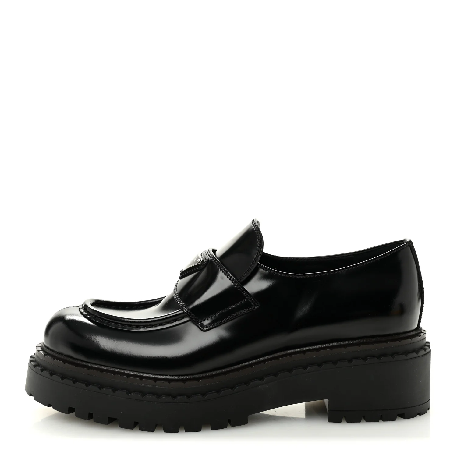 Spazzolato Metal Triangle Logo 50mm Loafers 39 Black