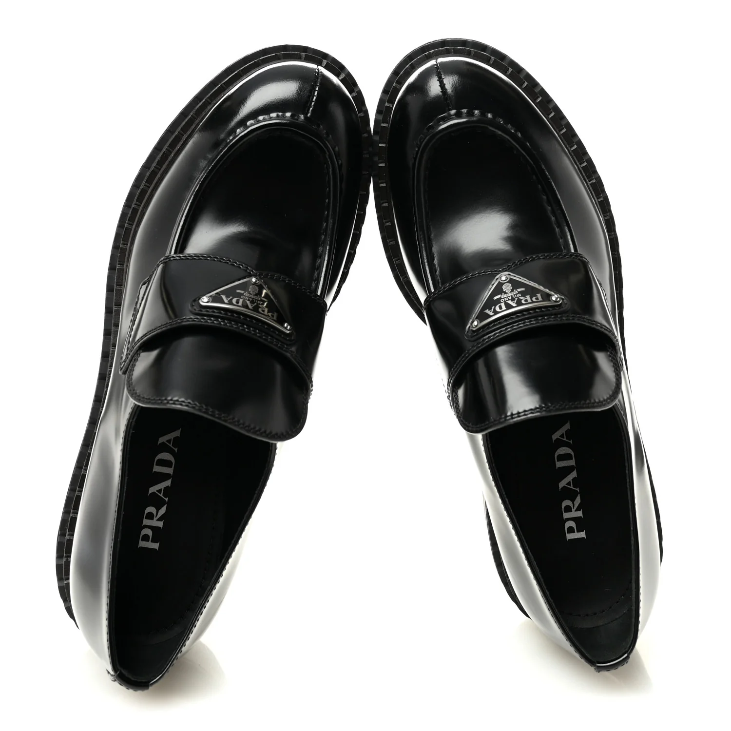 Spazzolato Metal Triangle Logo 50mm Loafers 39 Black - Image 5