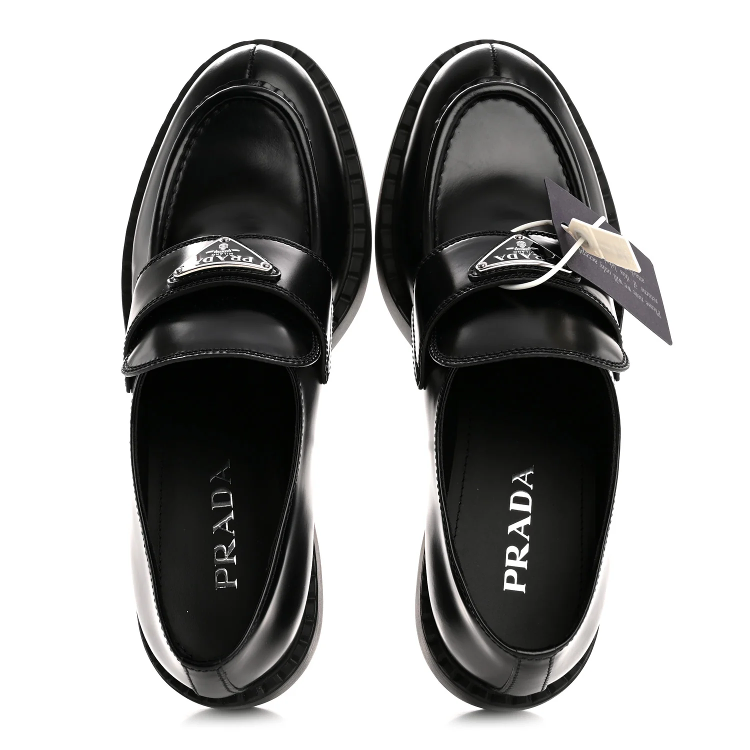Spazzolato Metal Triangle Logo 50mm Loafers 40.5 Black - Image 2