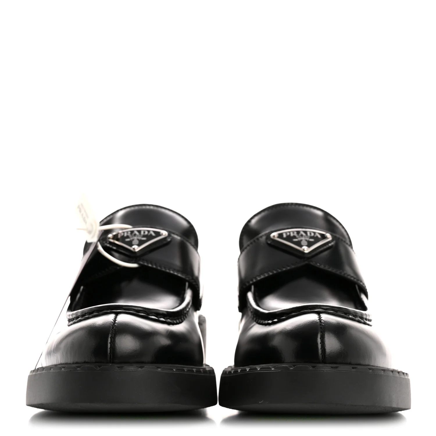 Spazzolato Metal Triangle Logo 50mm Loafers 40.5 Black - Image 3