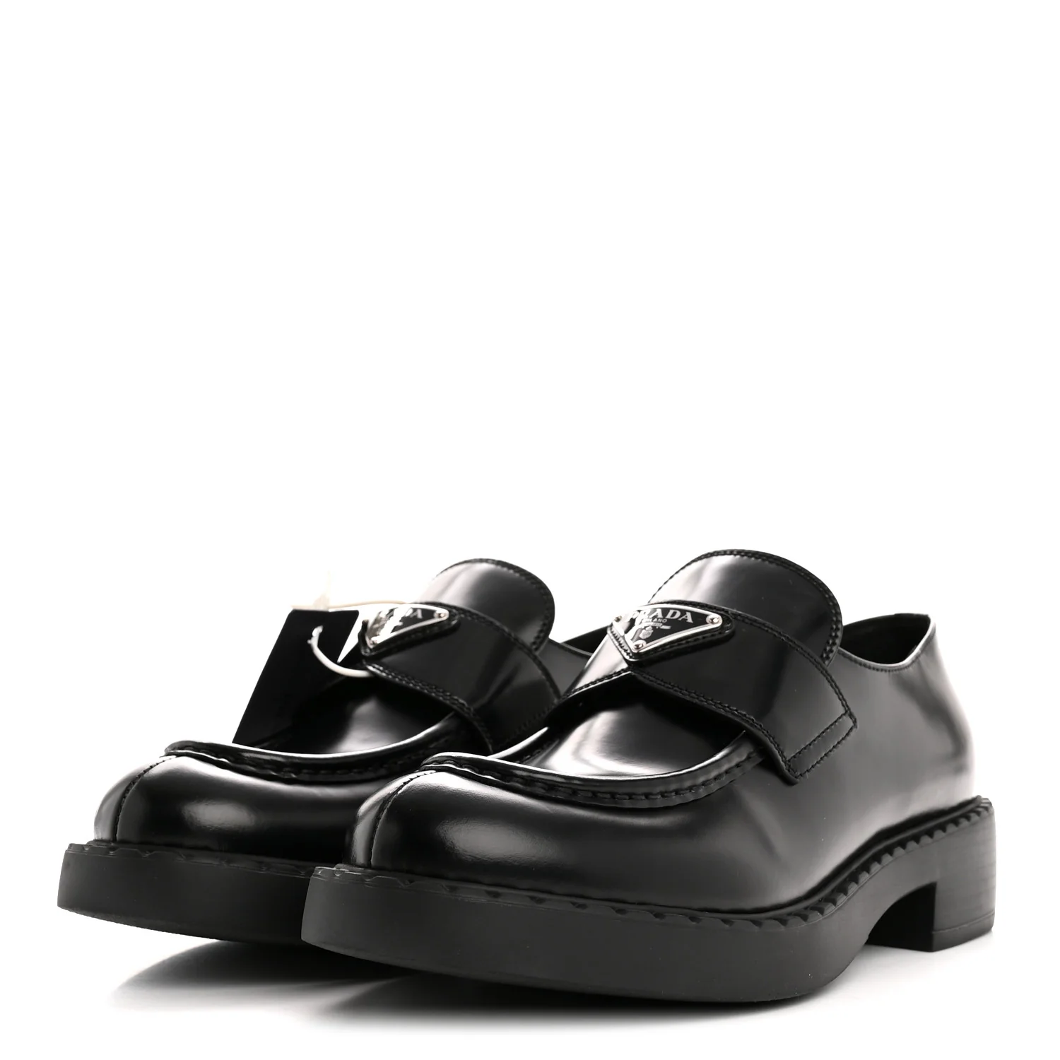 Spazzolato Metal Triangle Logo 50mm Loafers 40.5 Black - Image 4