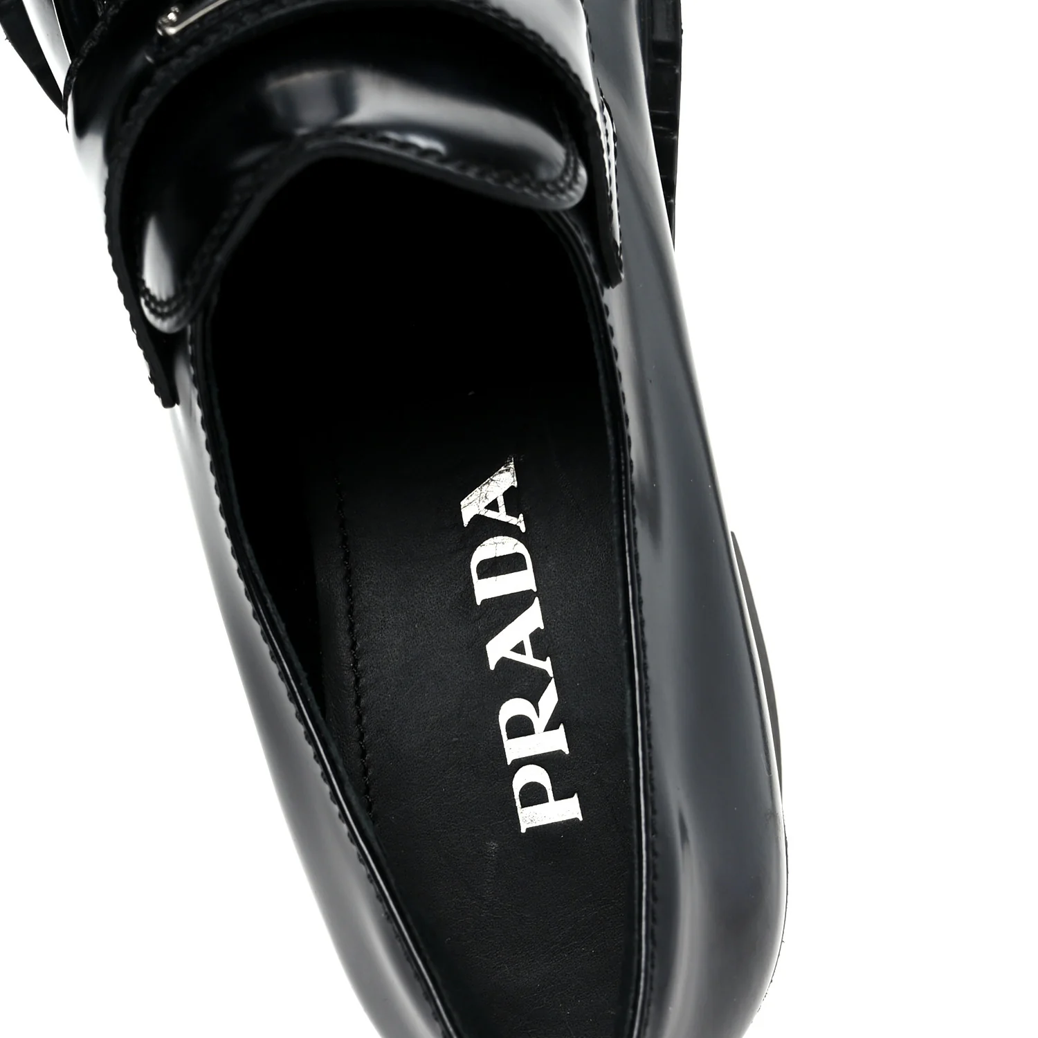 Spazzolato Metal Triangle Logo 85mm Loafers 40 Black - Image 7