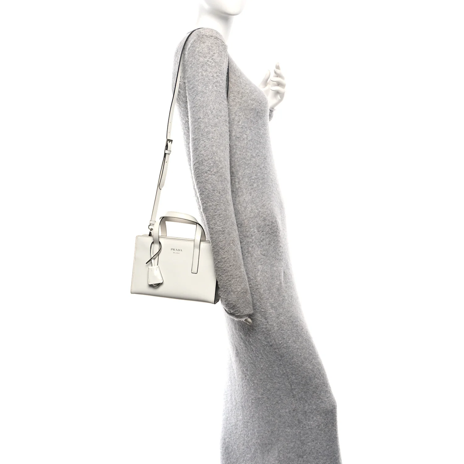 Spazzolato Mini Re-Edition 1995 Double Handle Handbag White - Image 2