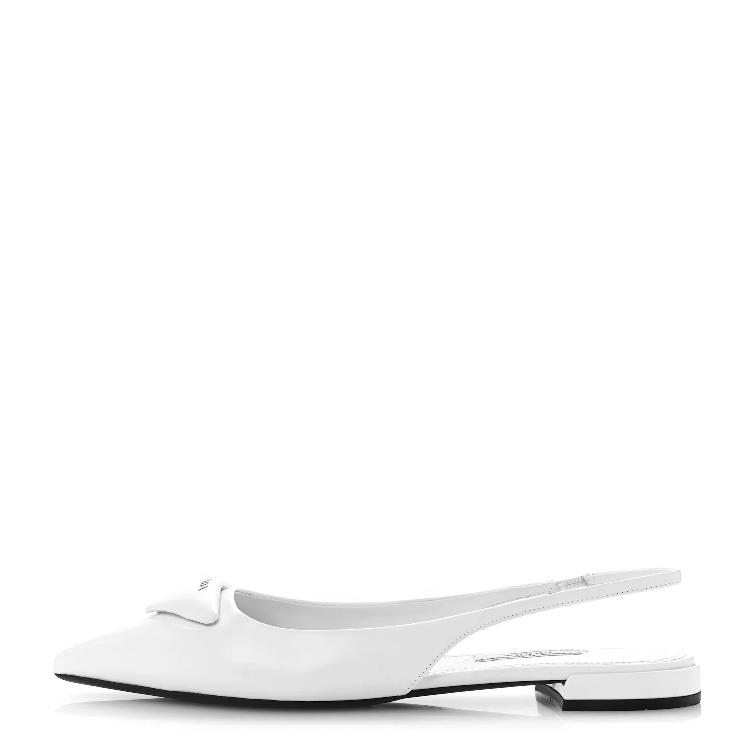 Spazzolato Padded Triangle Logo Pointed Toe Slingback Flats 37.5 White