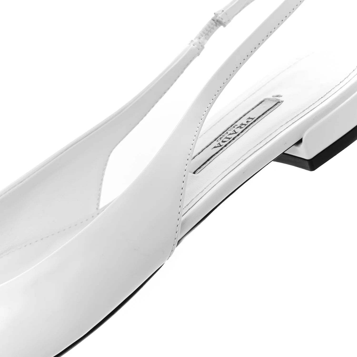 Spazzolato Padded Triangle Logo Pointed Toe Slingback Flats 37.5 White - Image 11