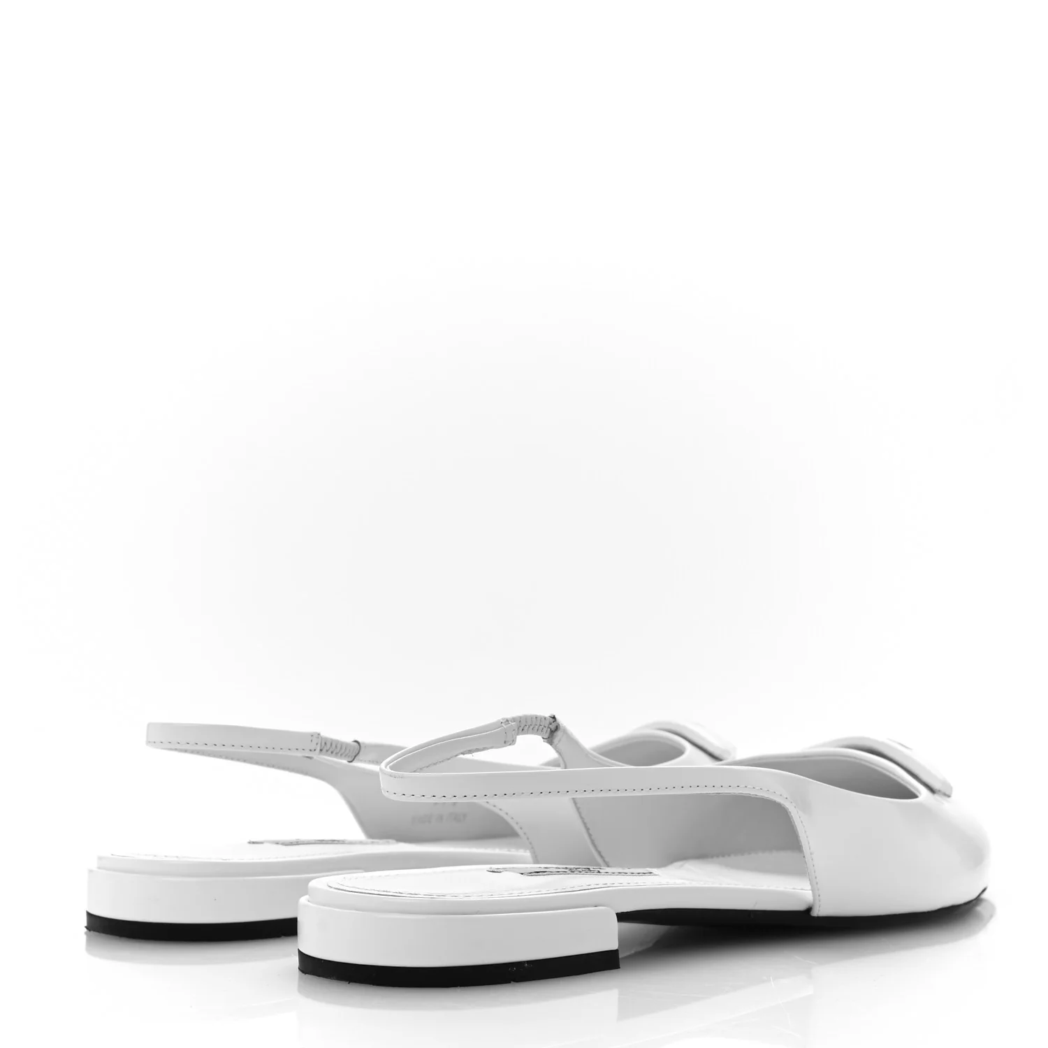 Spazzolato Padded Triangle Logo Pointed Toe Slingback Flats 37.5 White - Image 5