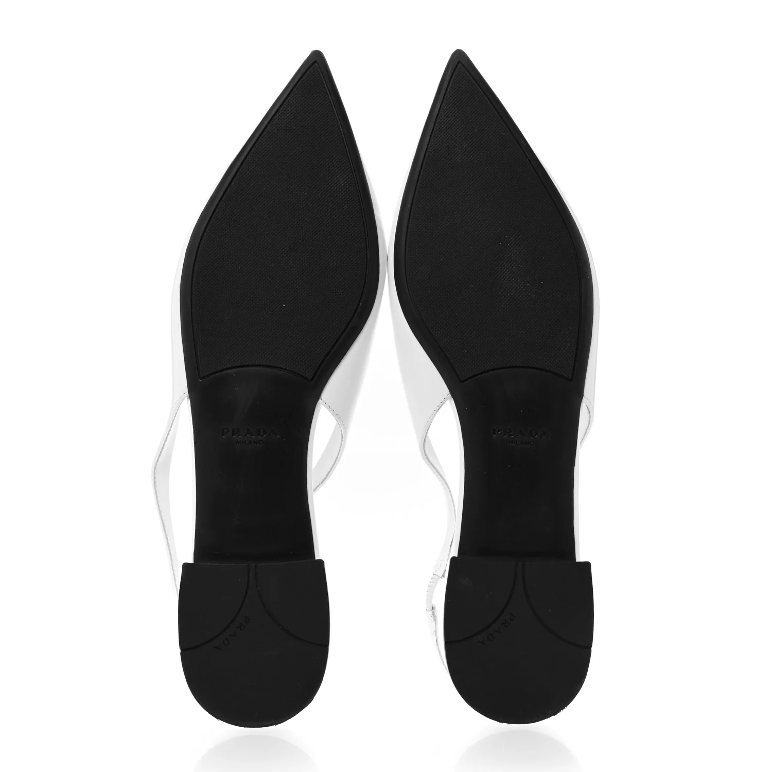 Spazzolato Padded Triangle Logo Pointed Toe Slingback Flats 37.5 White - Image 6