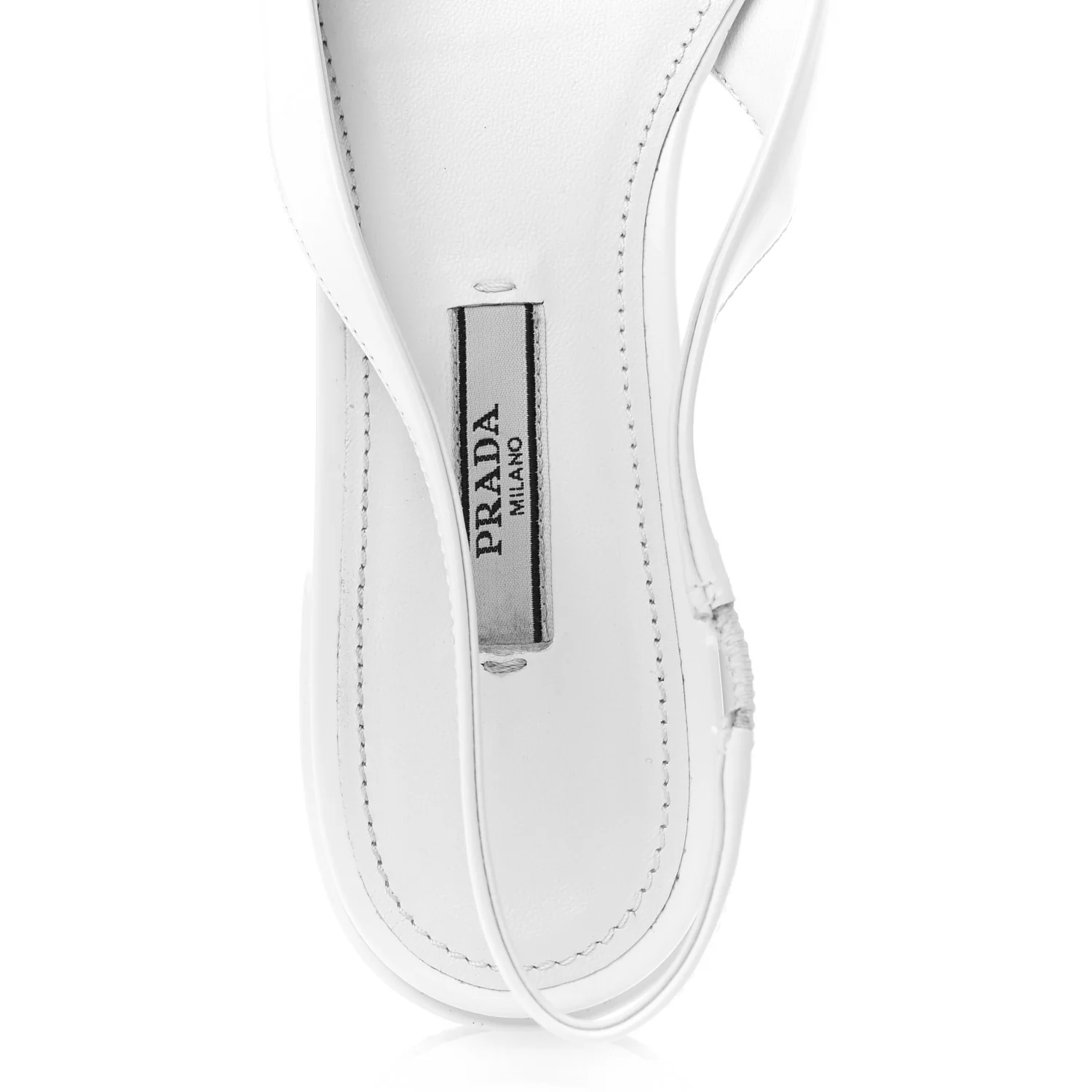 Spazzolato Padded Triangle Logo Pointed Toe Slingback Flats 37.5 White - Image 7