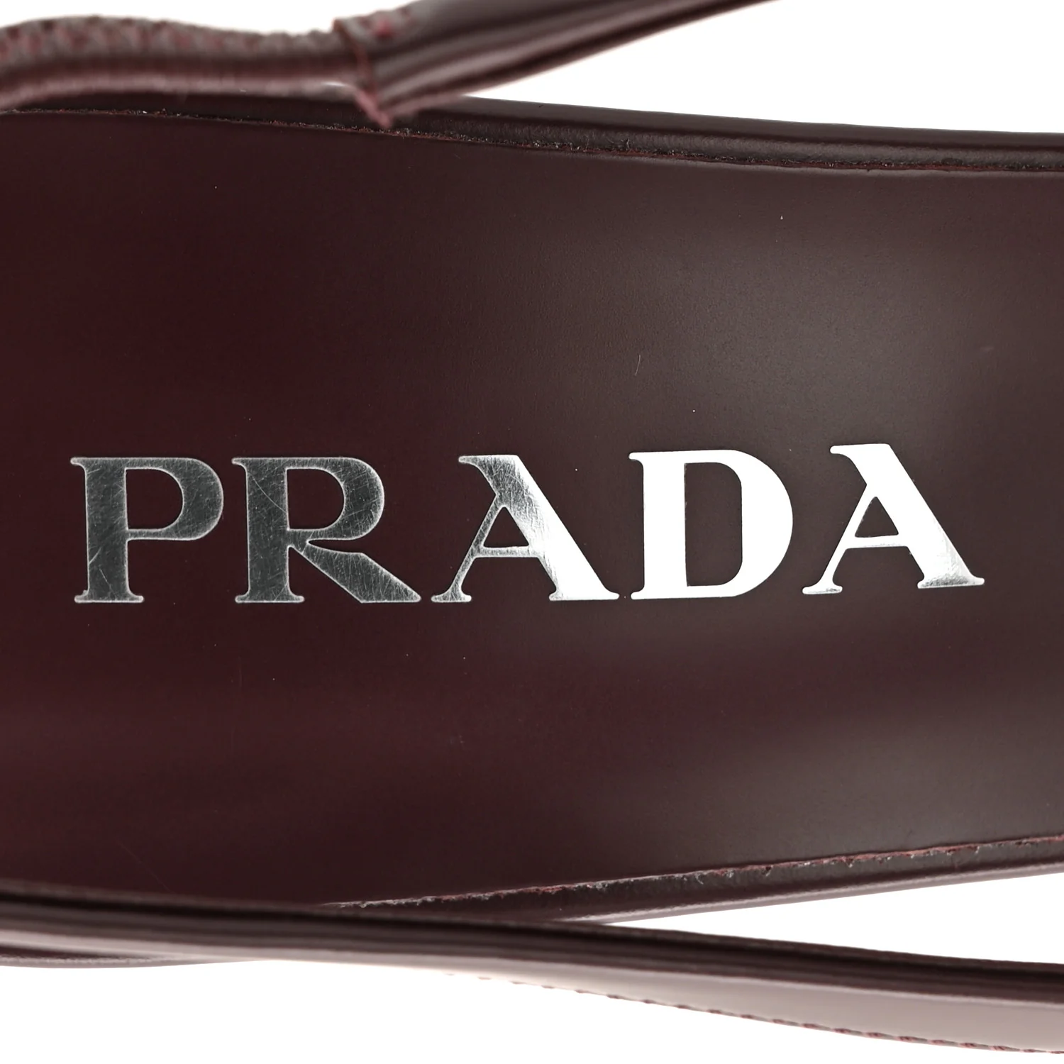 Spazzolato Padded Triangle Logo Pointed Toe Slingback Pumps 38 Burgundy - Image 8