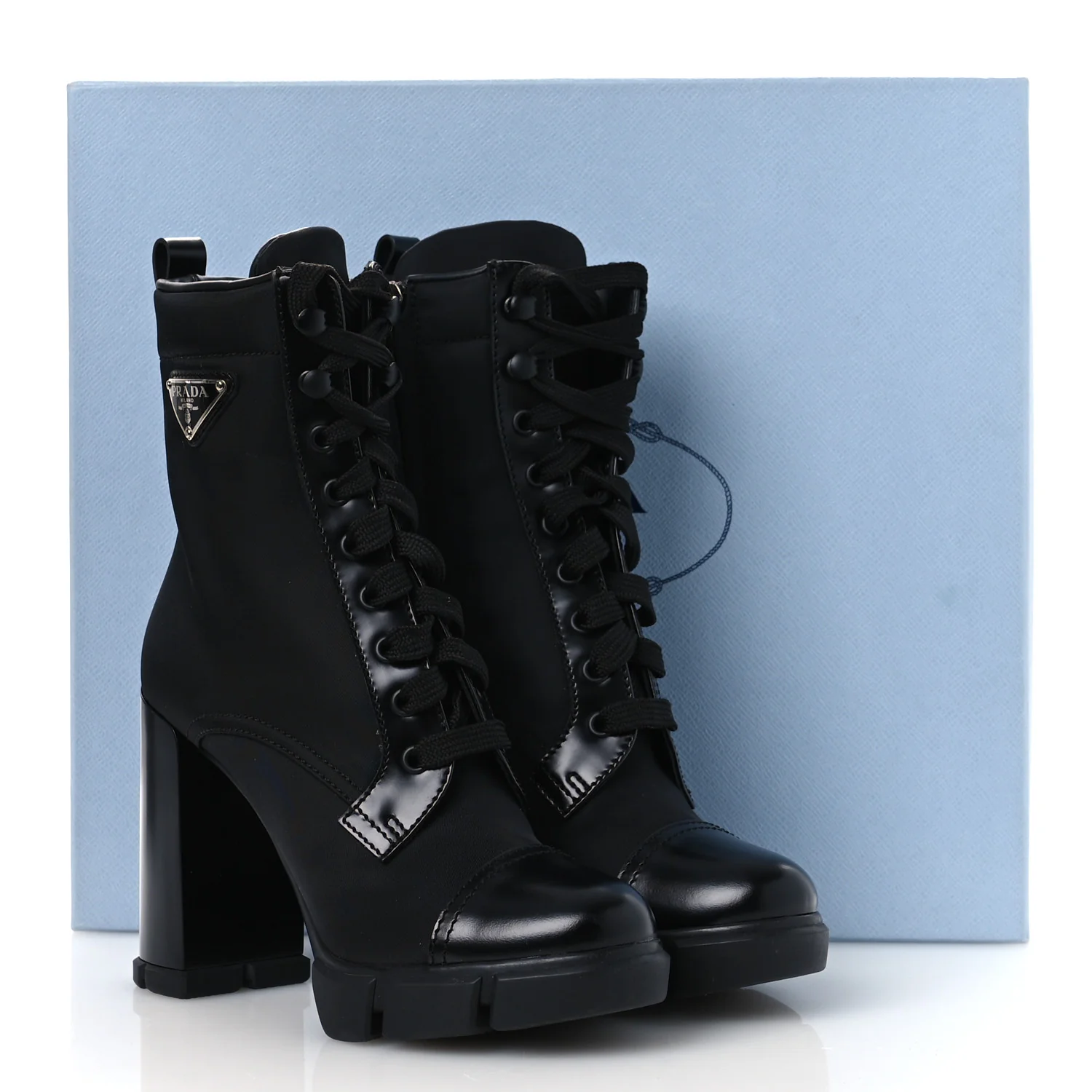 Spazzolato Re-Nylon Metal Triangle Logo 110mm Ankle Boots 36.5 Black - Image 12