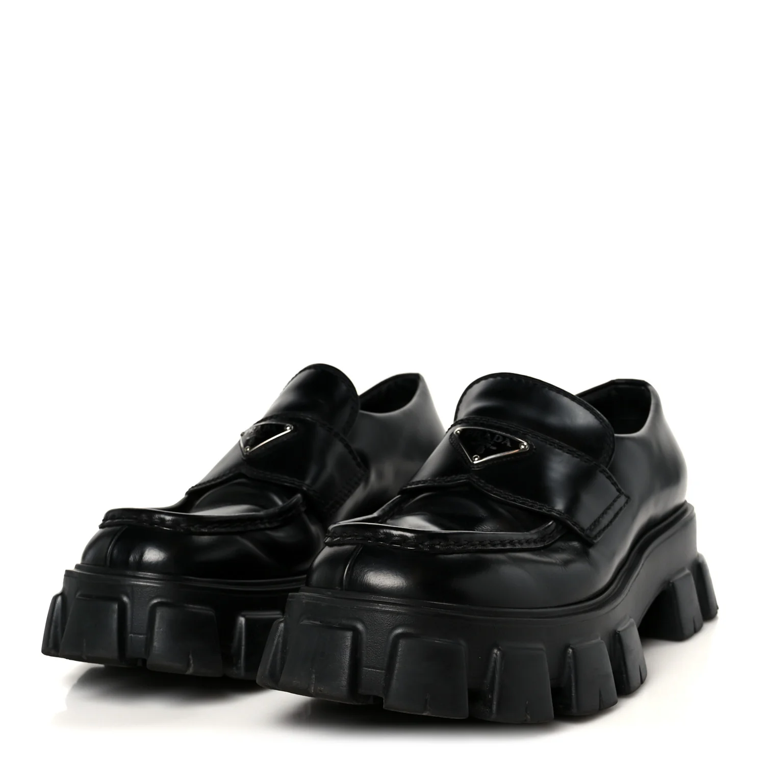 Spazzolato Rois Metal Triangle Logo Mens Monolith 60mm Loafers 8.5 Black - Image 4