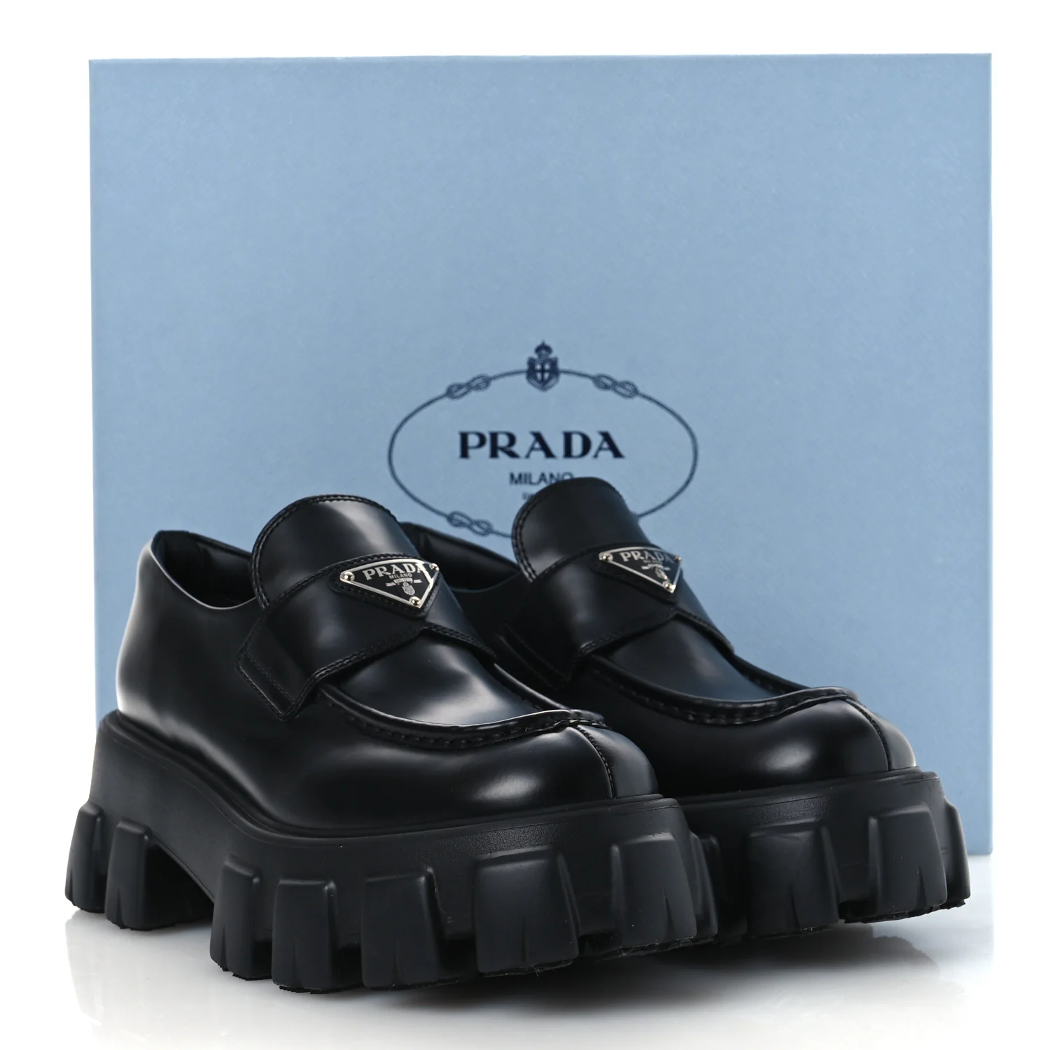 Spazzolato Rois Metal Triangle Logo Monolith 55mm Loafers 39 Black - Image 11