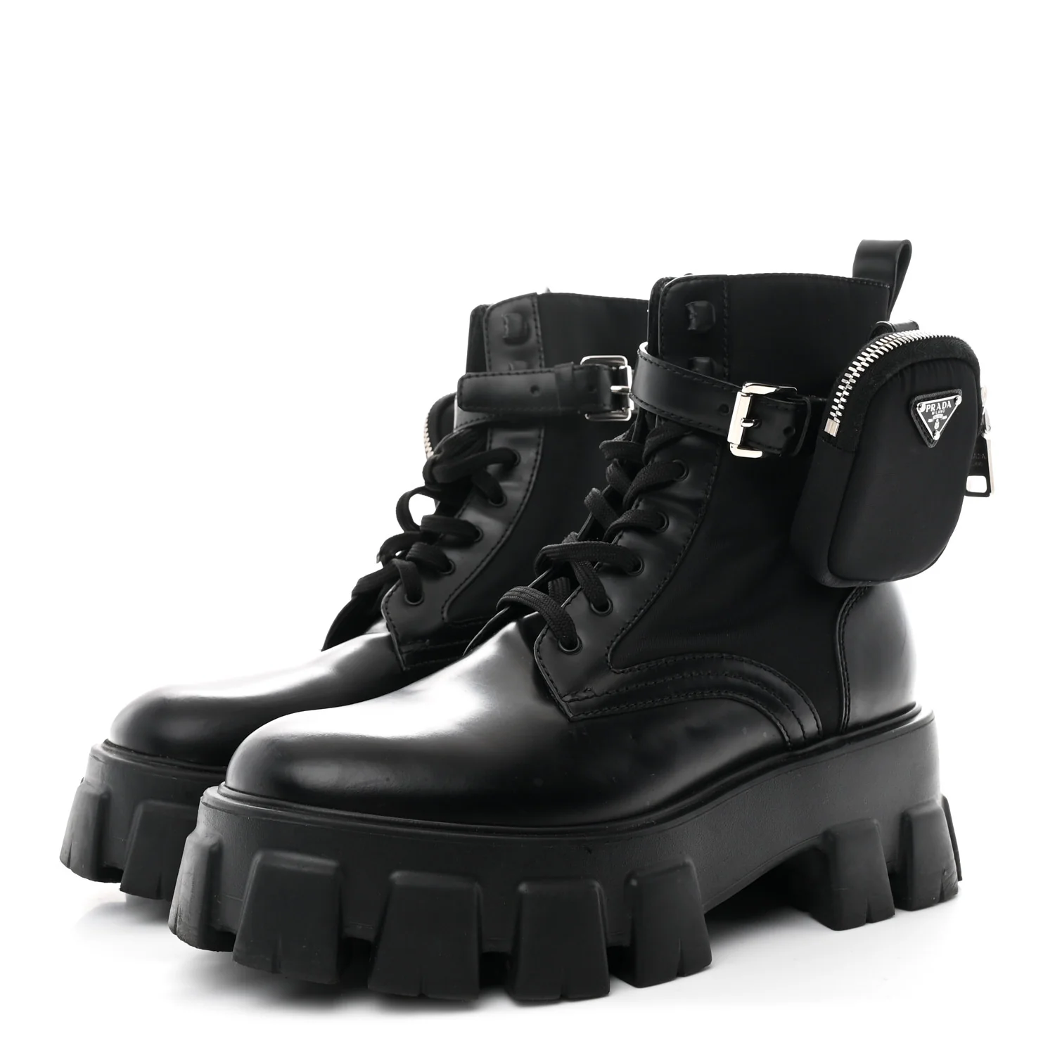 Spazzolato Rois Nylon Metal Triangle Logo Monolith Pouch Pocket 55mm Boots 39 Black - Image 4