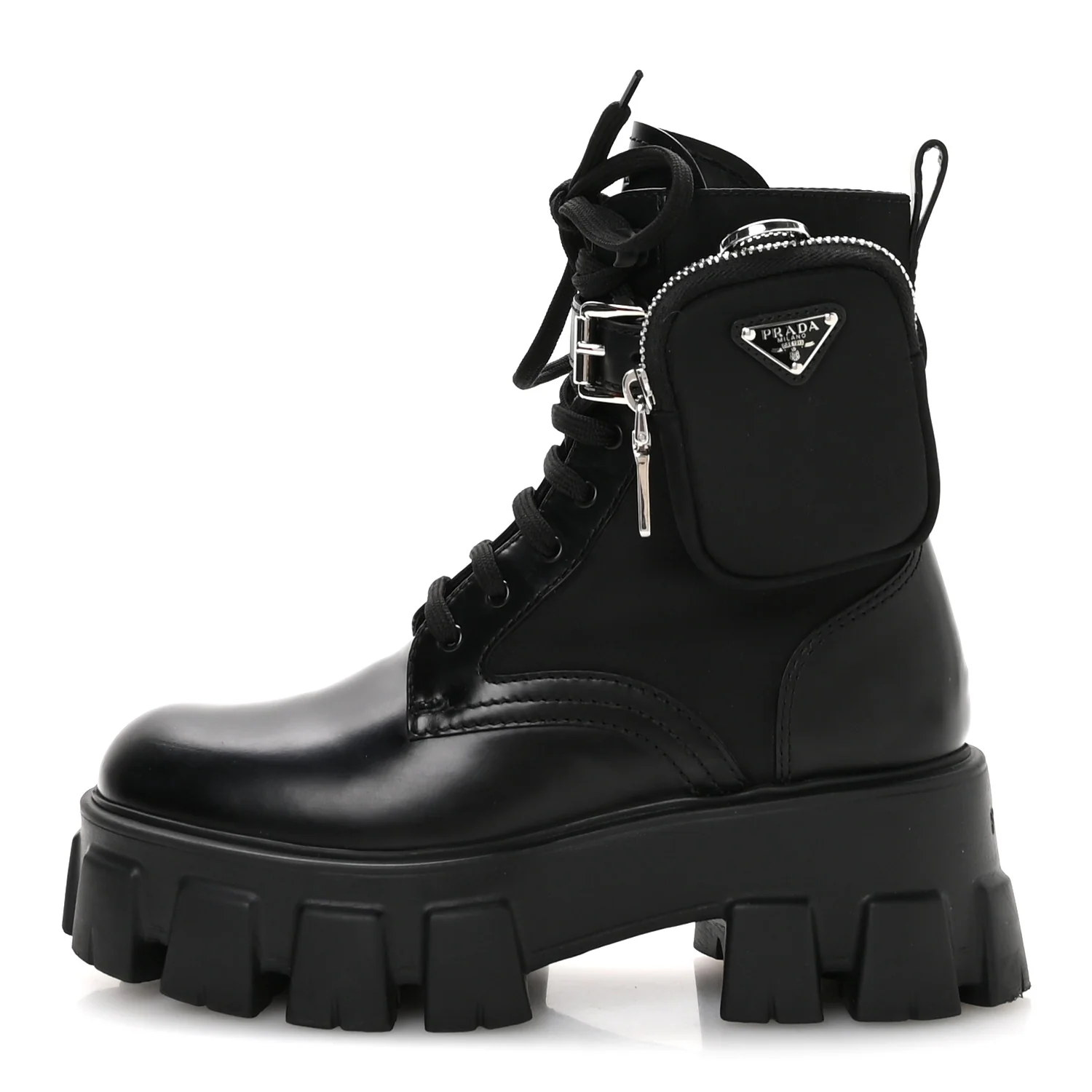 Spazzolato Rois Re-Nylon Metal Triangle Logo Monolith Pouch Pocket 55mm Boots 35.5 Black