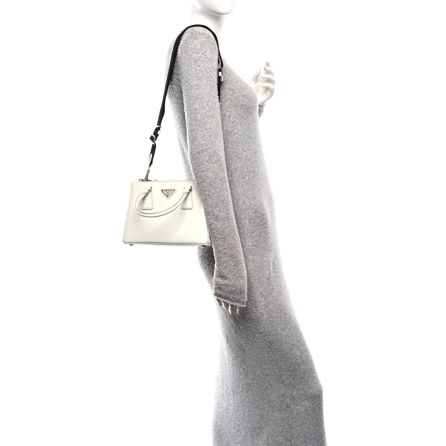 Spazzolato Small Galleria Double Zip Tote White Black - Image 2