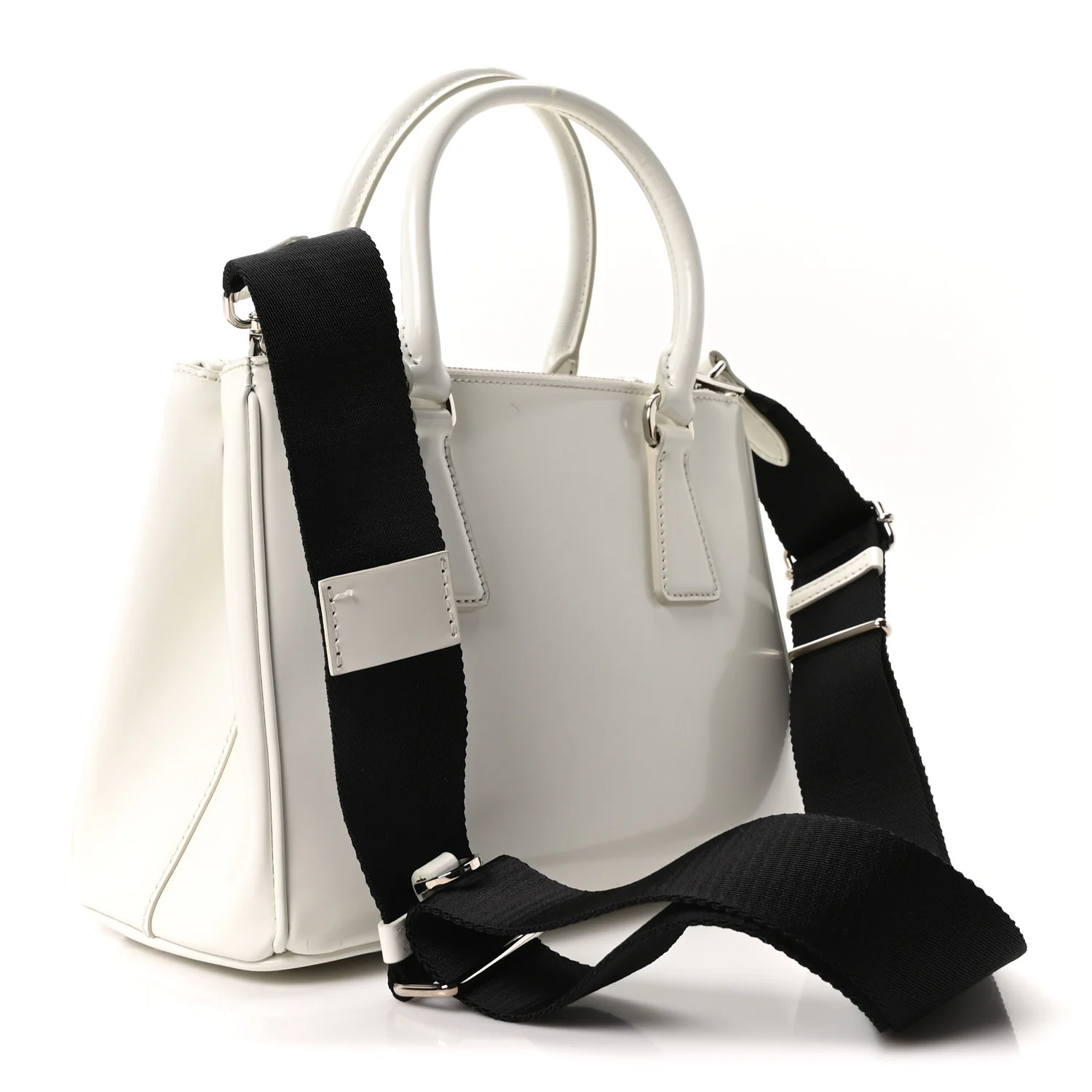 Spazzolato Small Galleria Double Zip Tote White Black - Image 3