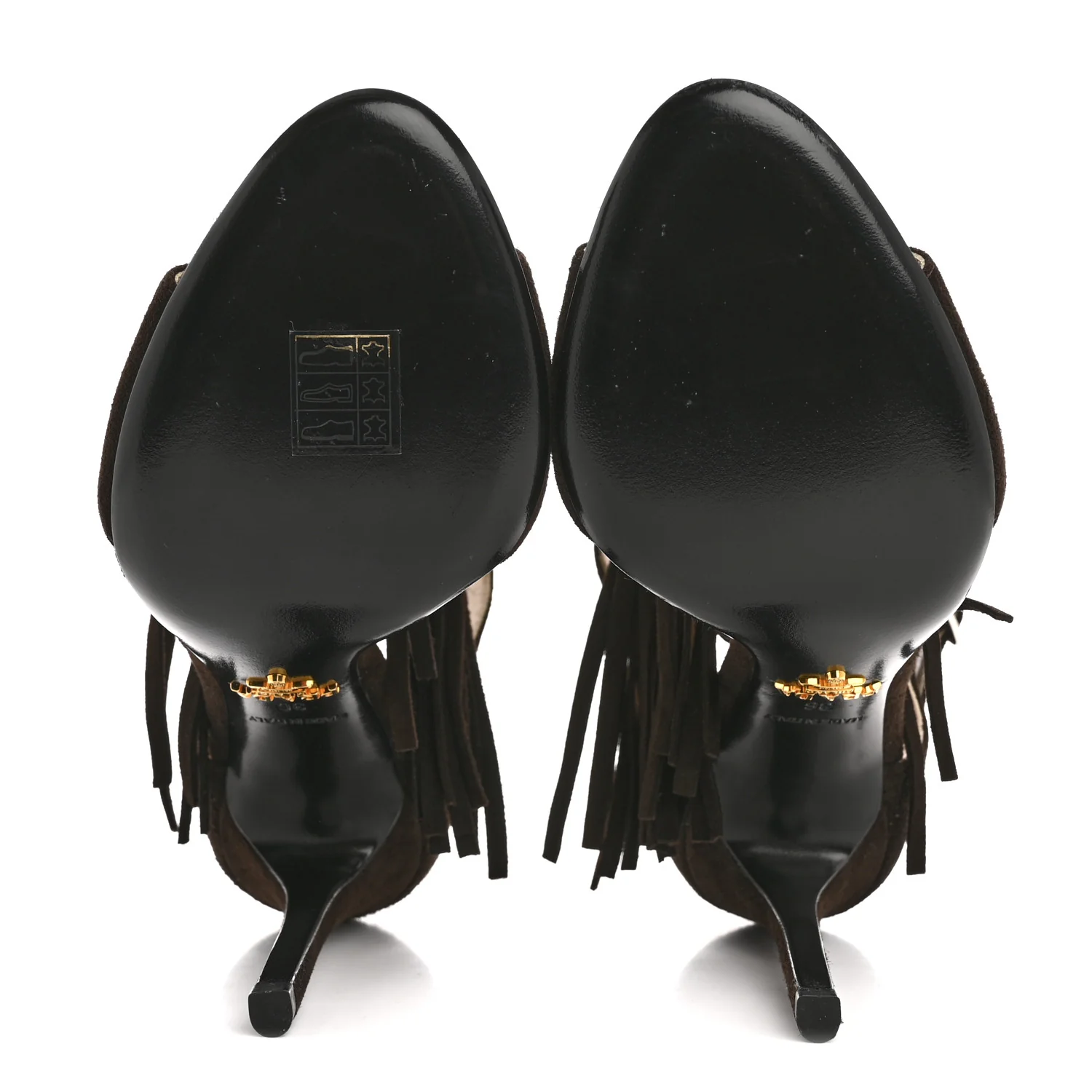 Suede Fringe Peep Toe Sandal 36 Moro - Image 6