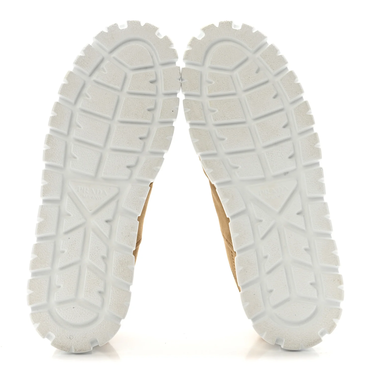 Suede Shearling Triangle Logo Downtown Sneakers 40 Ecru - Image 6