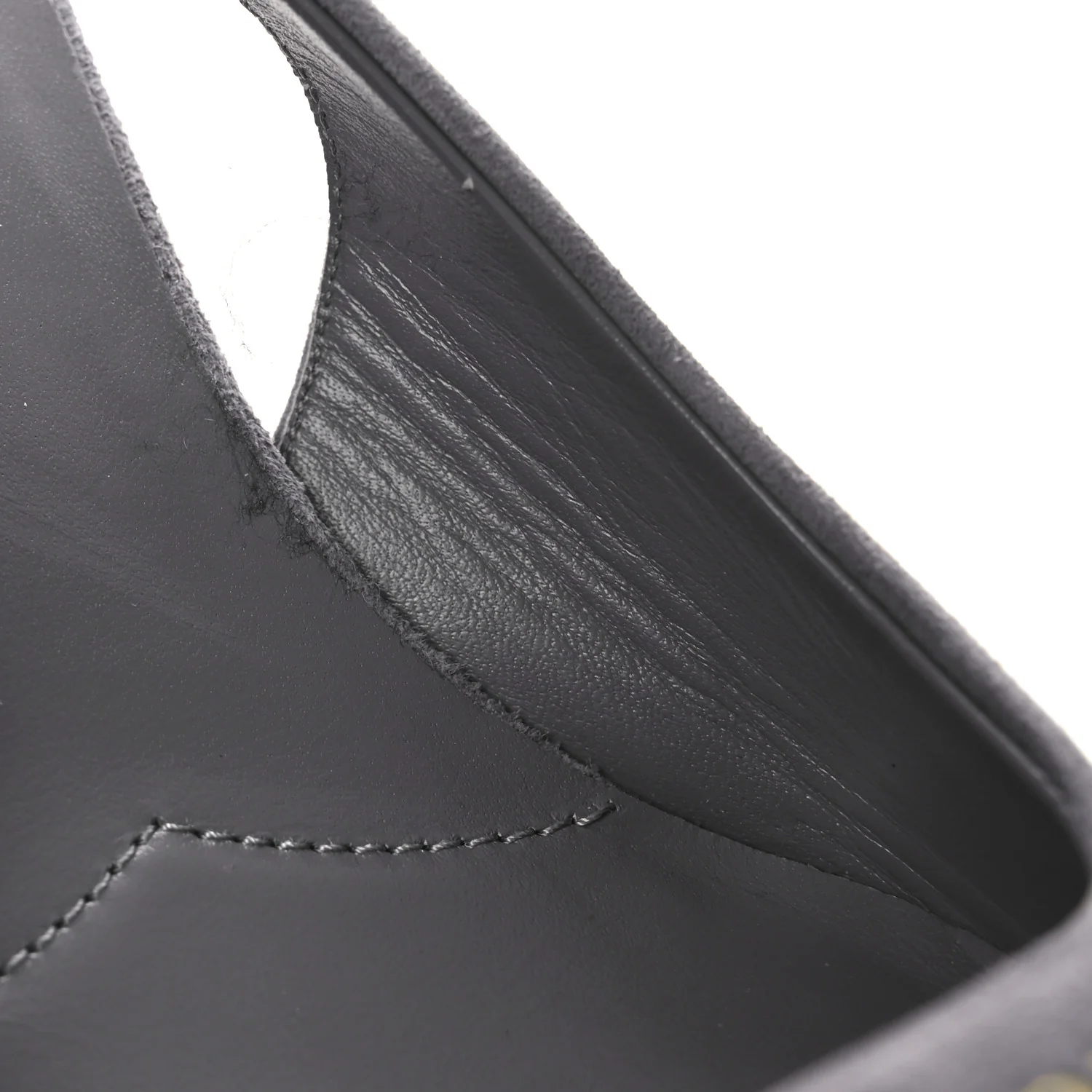 Suede Triangle Logo Pointed Toe 75mm Slingback Pumps 37 Grey - Image 10