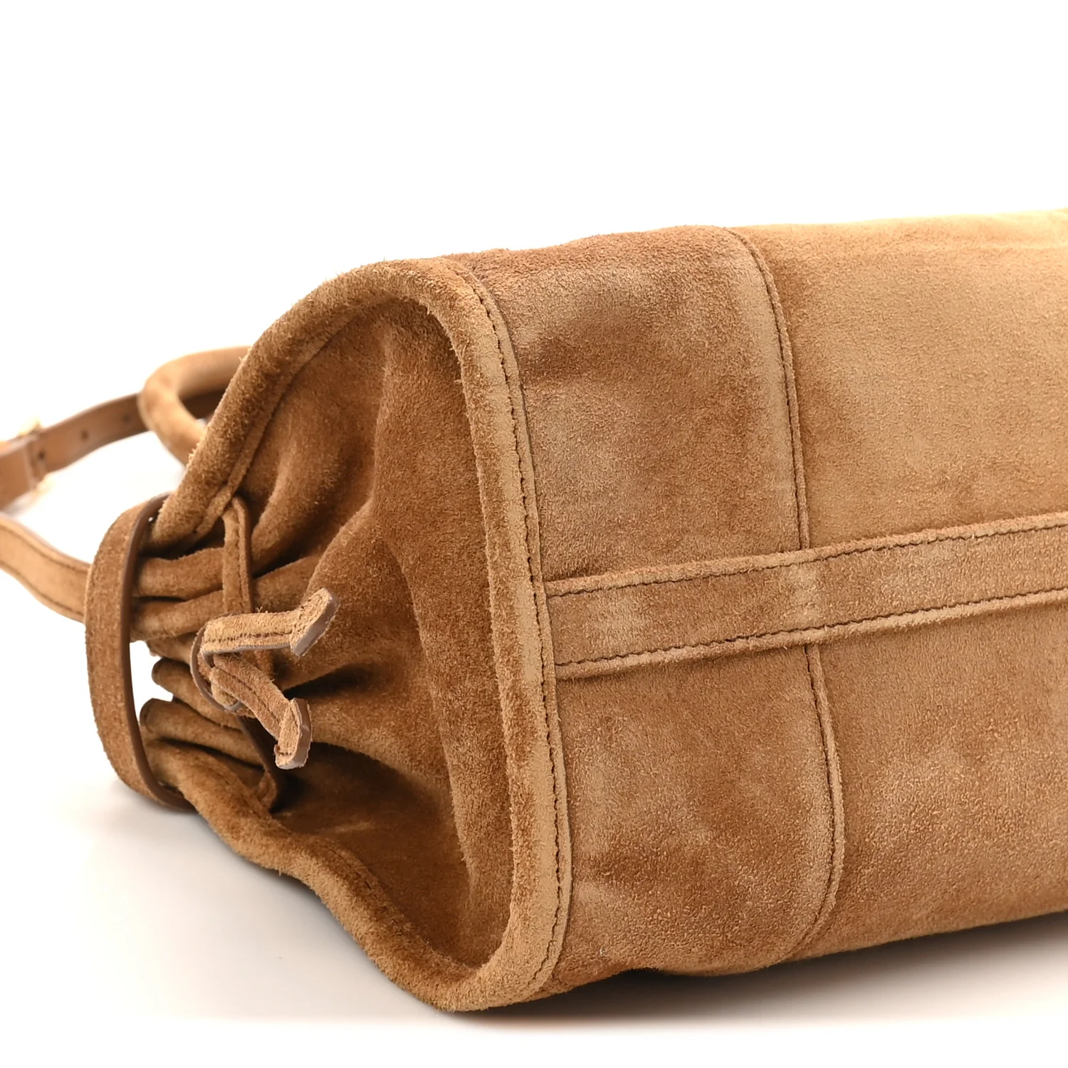 Suede Triangle Medium Bonnie Shoulder Bag Cacao - Image 8