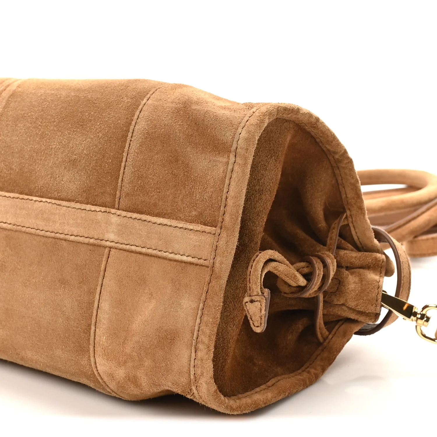 Suede Triangle Medium Bonnie Shoulder Bag Cacao - Image 9