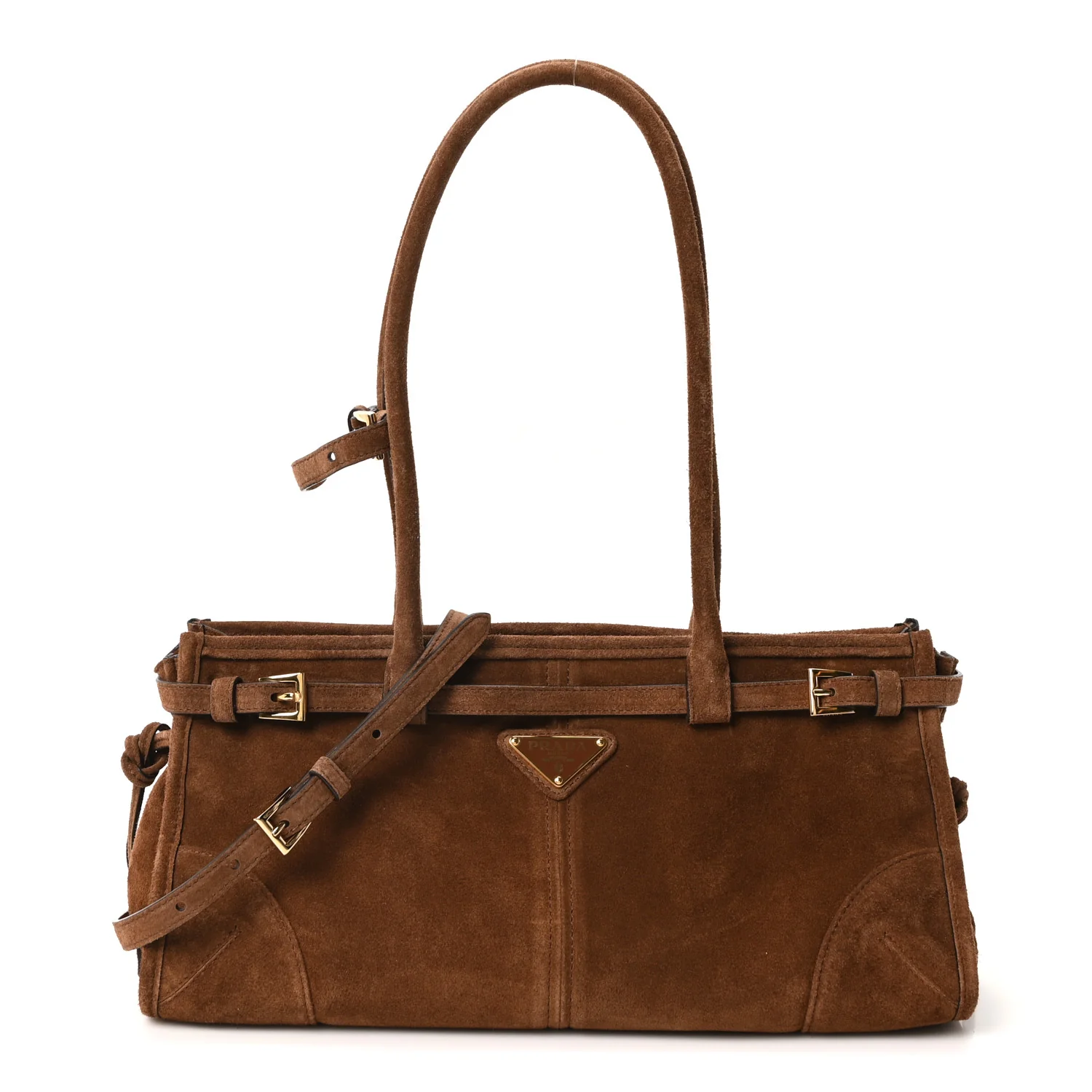 Suede Triangle Medium Bonnie Shoulder Bag Cacao